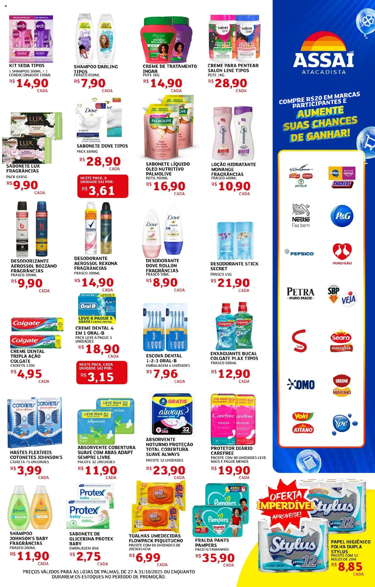 Assaí Atacadista Folheto - válido de 27.10.2025 | Página: 7 | Produtos: Melancia, Enxaguante bucal, Dove, Sempre Livre