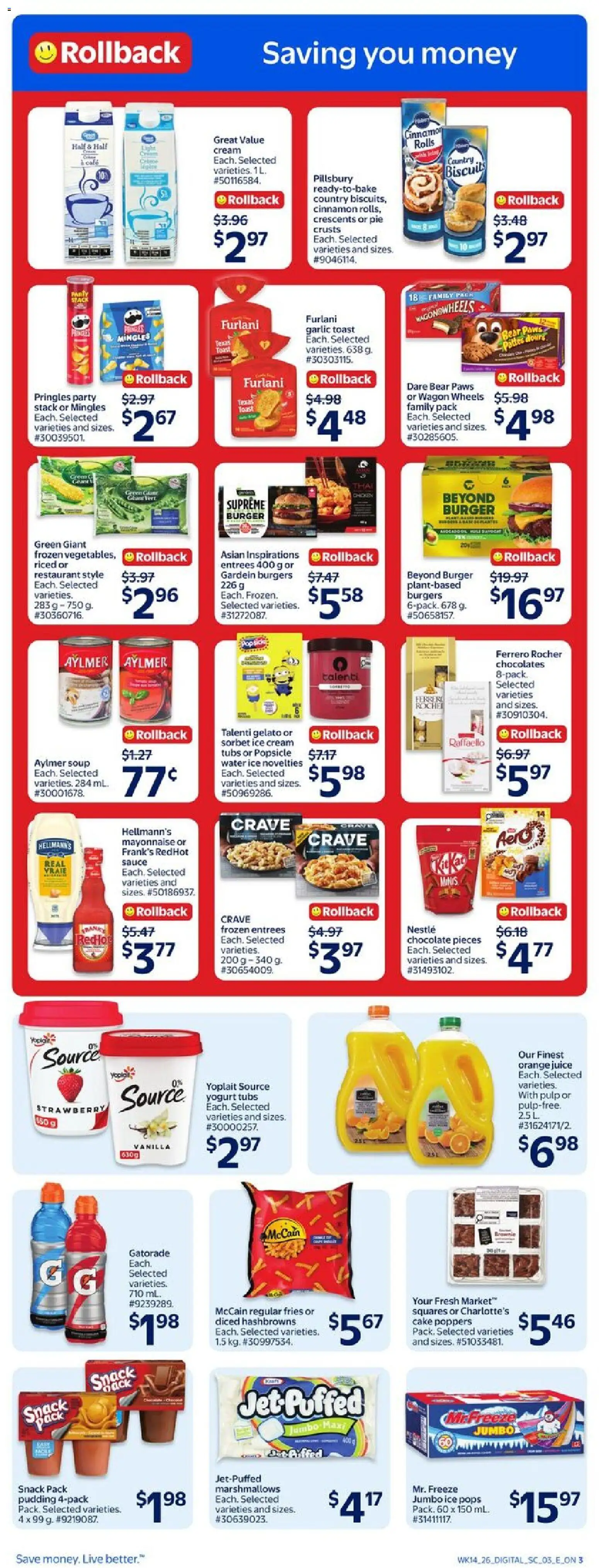 Walmart flyer valid from 30.04.2026 | Page: 6 | Products: Cream, Ice cream, Yogurt, Chocolate