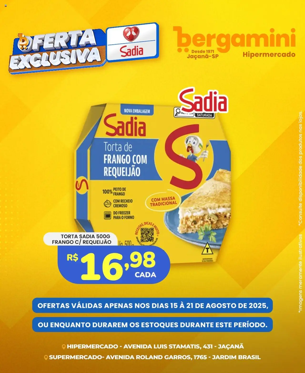 Supermercado Bergamini Folheto - válido de 15.08.2025 | Página: 1 | Produtos: Forno, Freezer, Massa, Frango