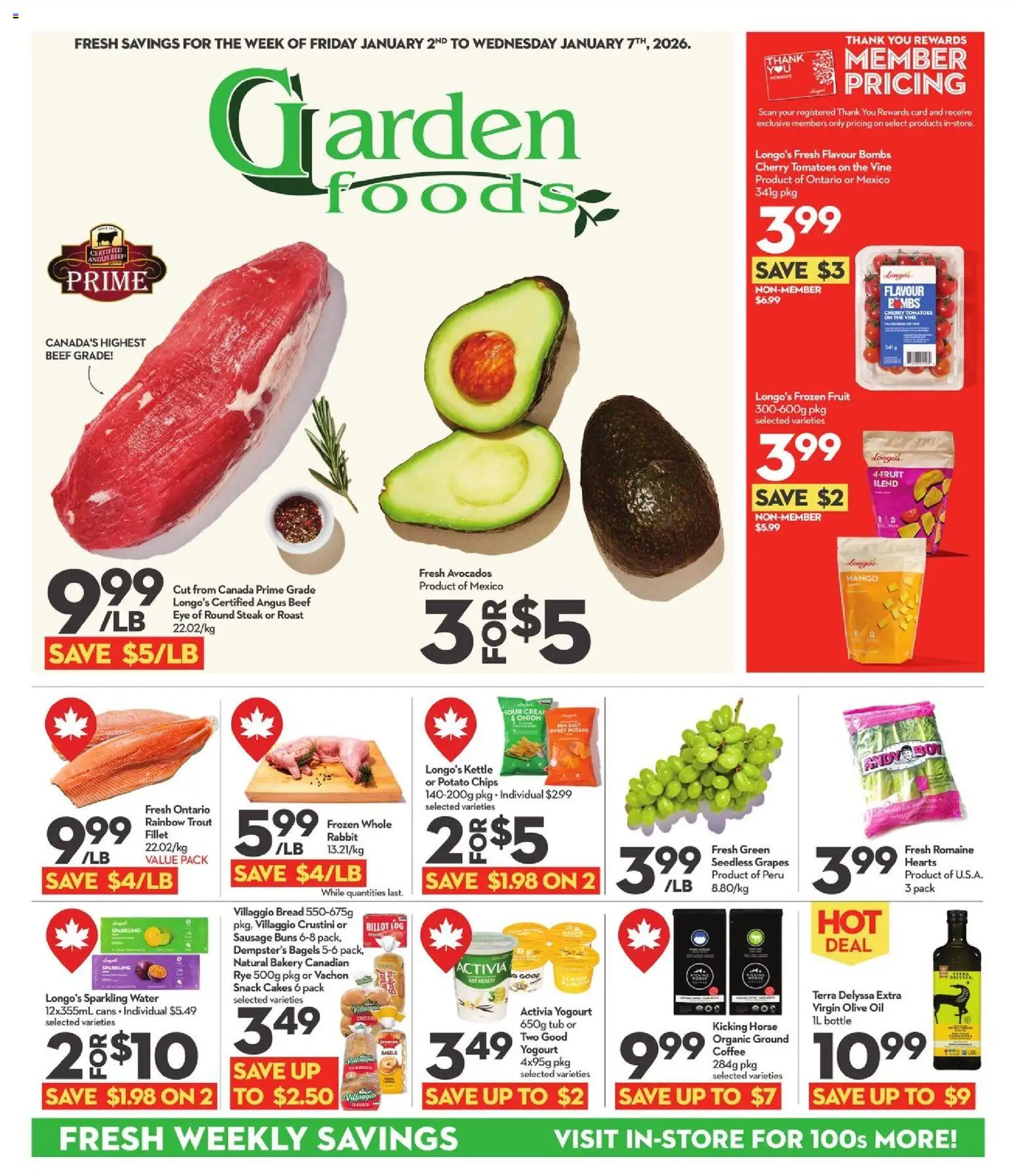 Longo's flyer valid from 02.01.2026 | Page: 1 | Products: Chips, Kettle, Bakery, Coffee