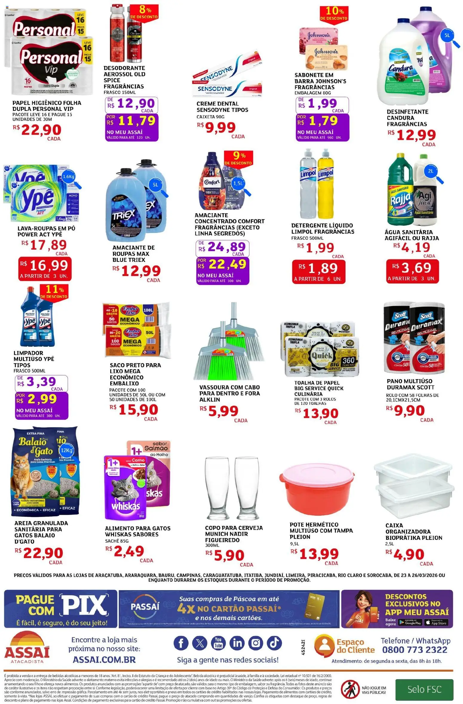Assaí Atacadista Folheto - válido de 23.03.2026 | Página: 4 | Produtos: Rolo, Desodorante, Papel higiênico, Cabo