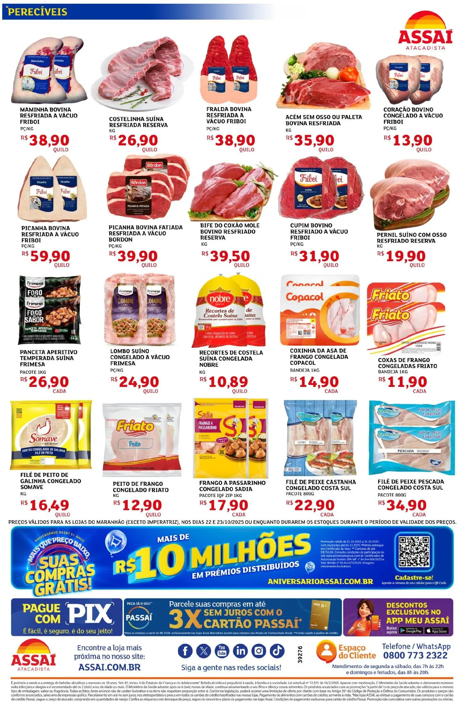 Assaí Atacadista Folheto - válido de 22.10.2025 | Página: 2 | Produtos: Picanha, Bebida, Sal, Peito de frango