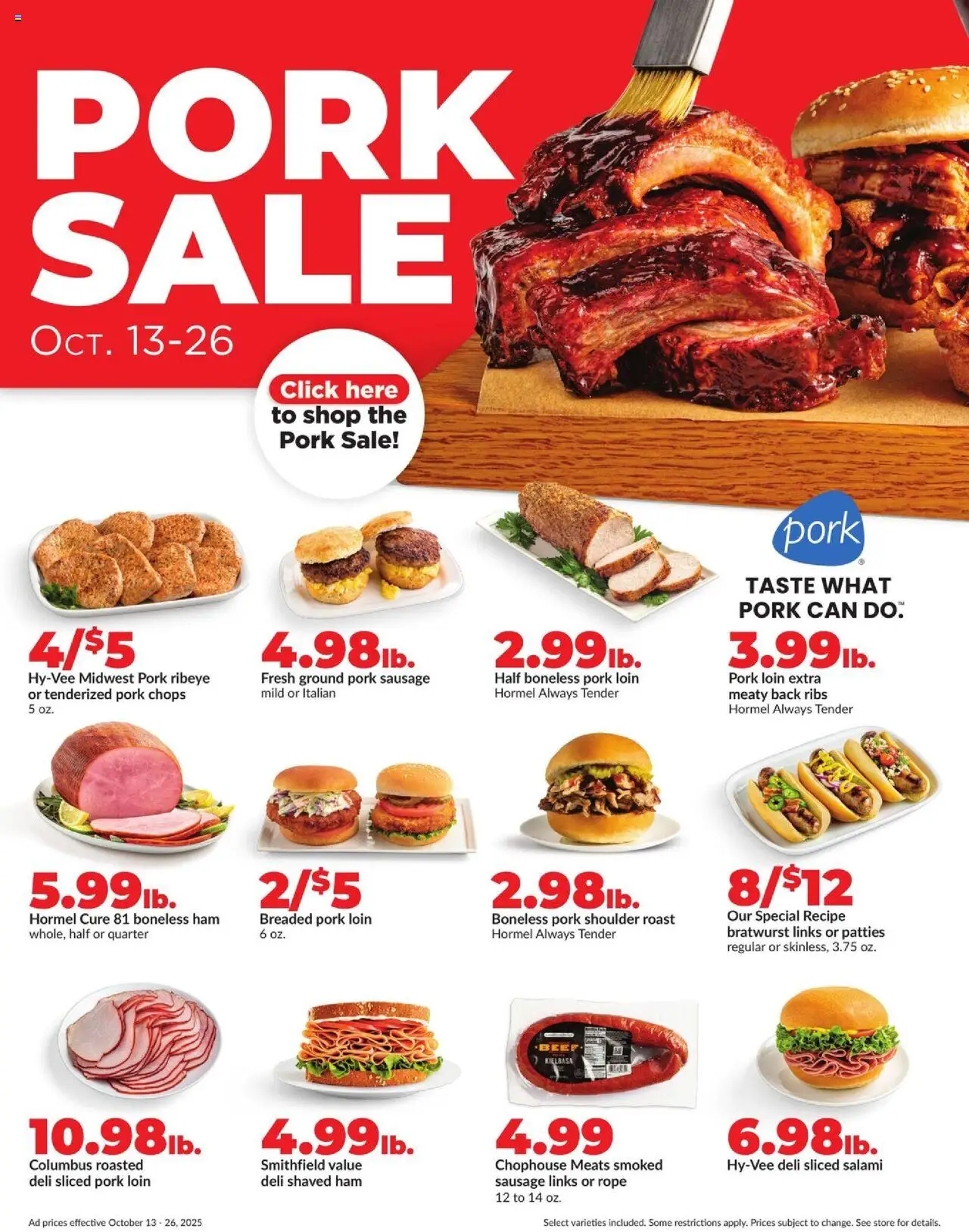 HyVee Weekly Ad - valid from 20.10.2025 | Page: 10 | Products: Salami, Ham, Pork, Sausage