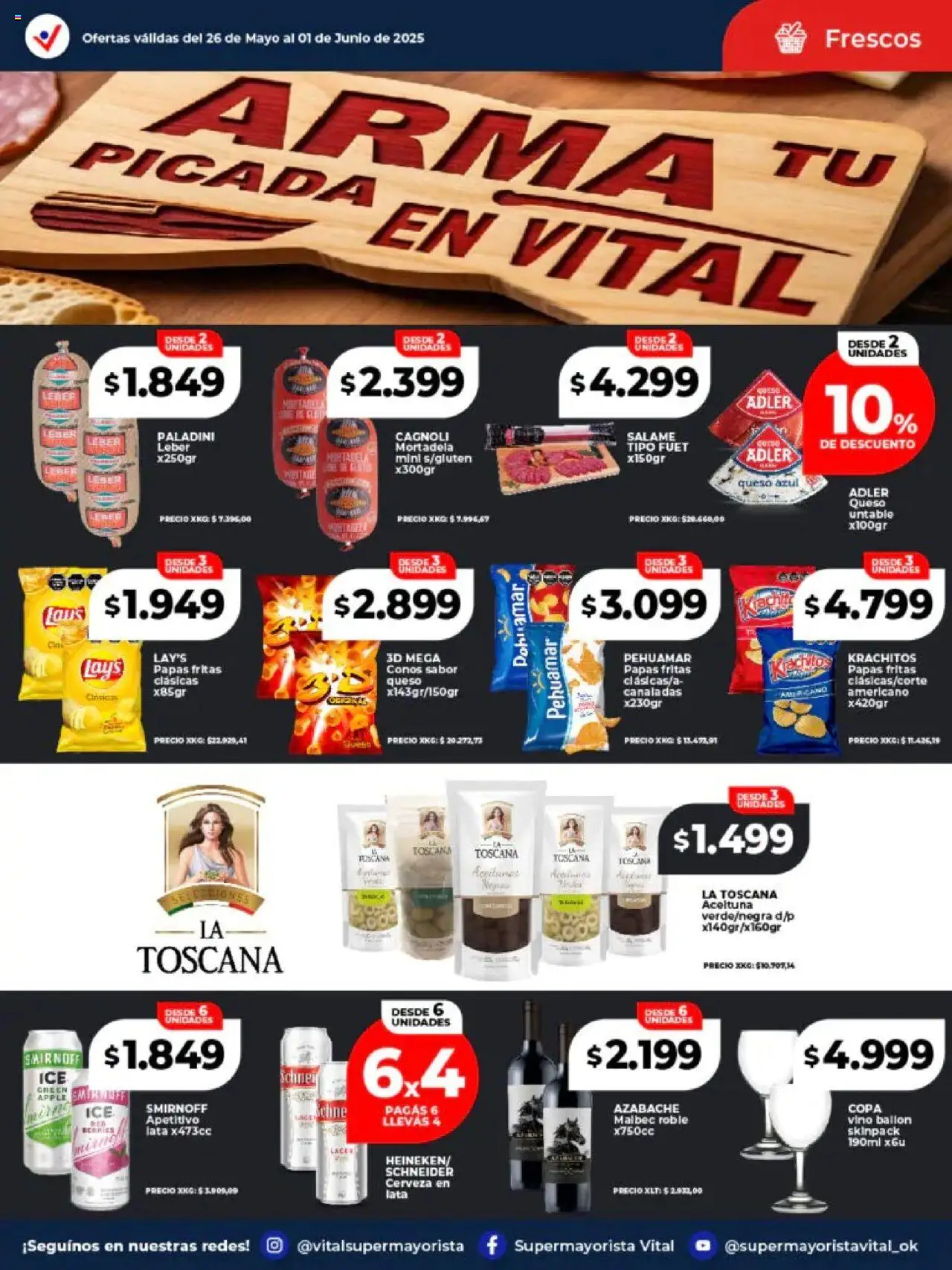 Vital ofertas │ válido desde el 26.05.2025 | Página: 16 | Productos: Mortadela, Queso, Cerveza, Salame