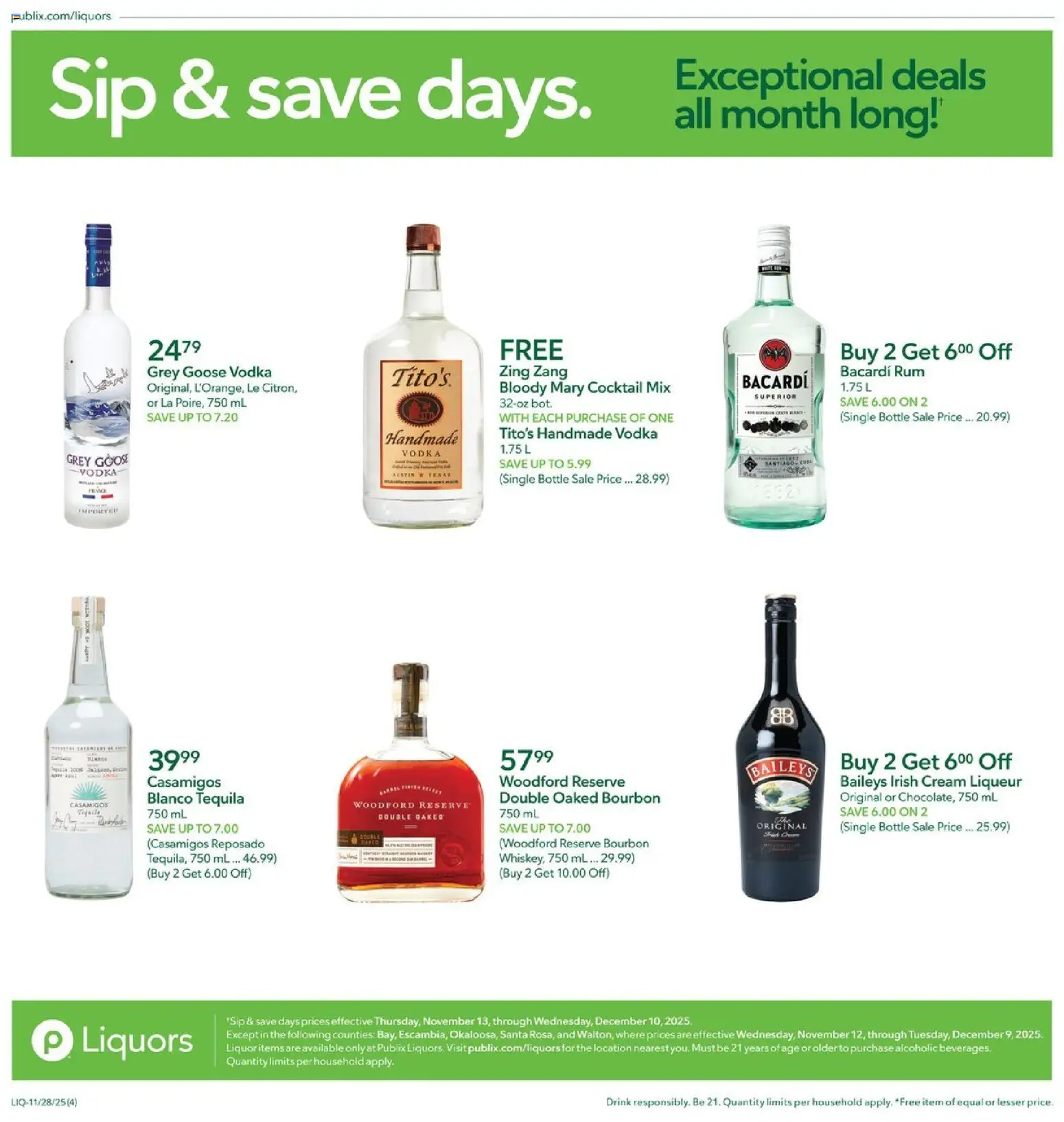 Publix Liquor - valid from 28.11.2025 | Page: 4 | Products: Bourbon, Cream, Vodka