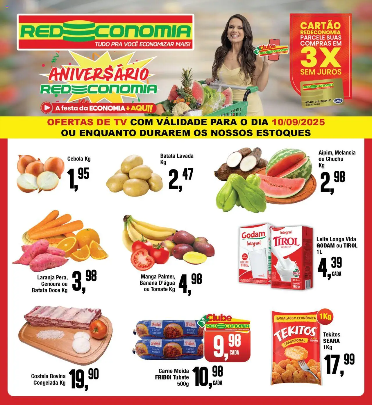 RedEconomia Folheto - válido de 10.09.2025 | Página: 1 | Produtos: Melancia, Cebola, Tv, Batata
