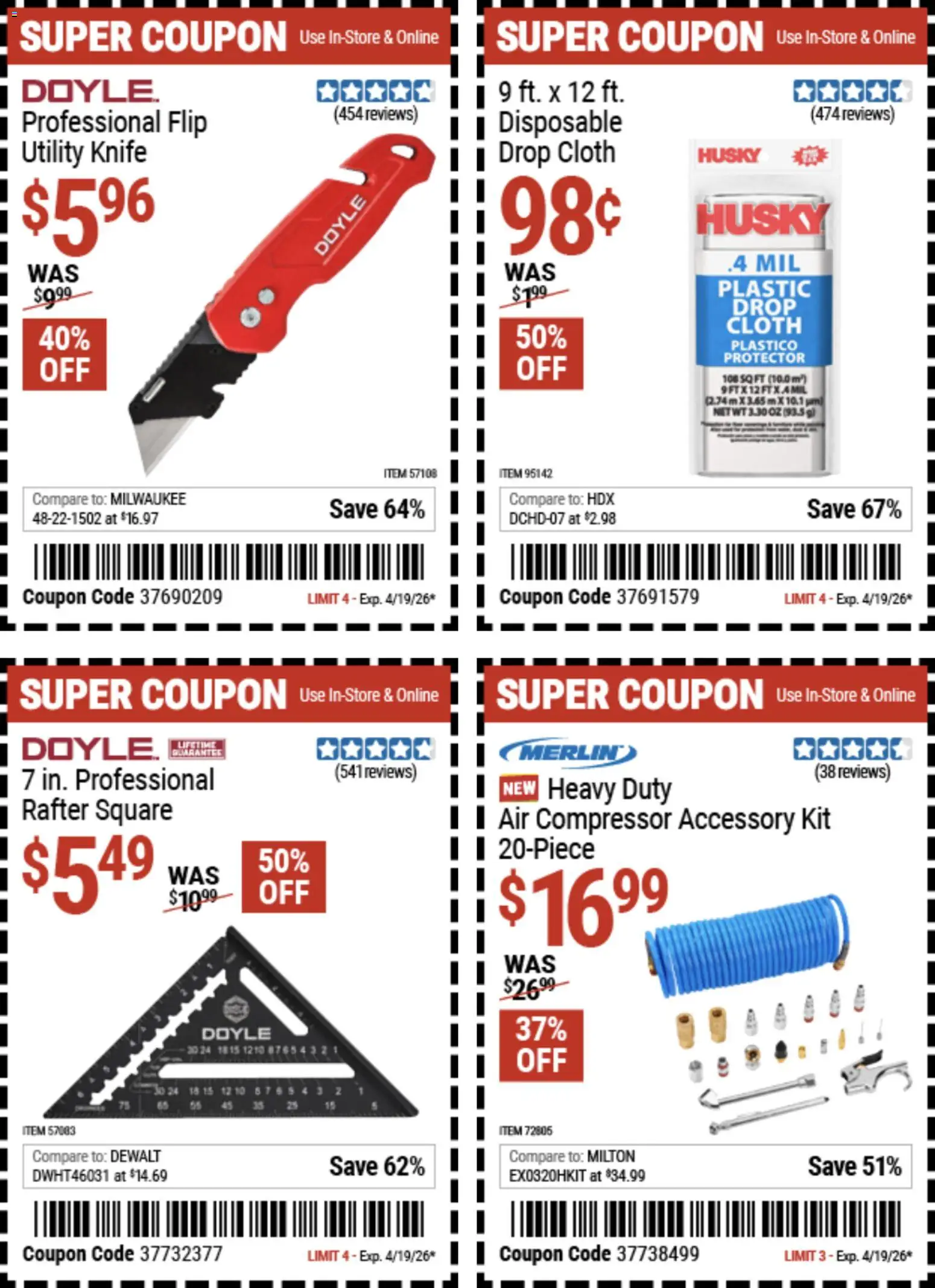 Harbor Freight Spring Black Friday - valid from 14.04.2026 | Page: 11 | Products: Compressor, Utility Knife