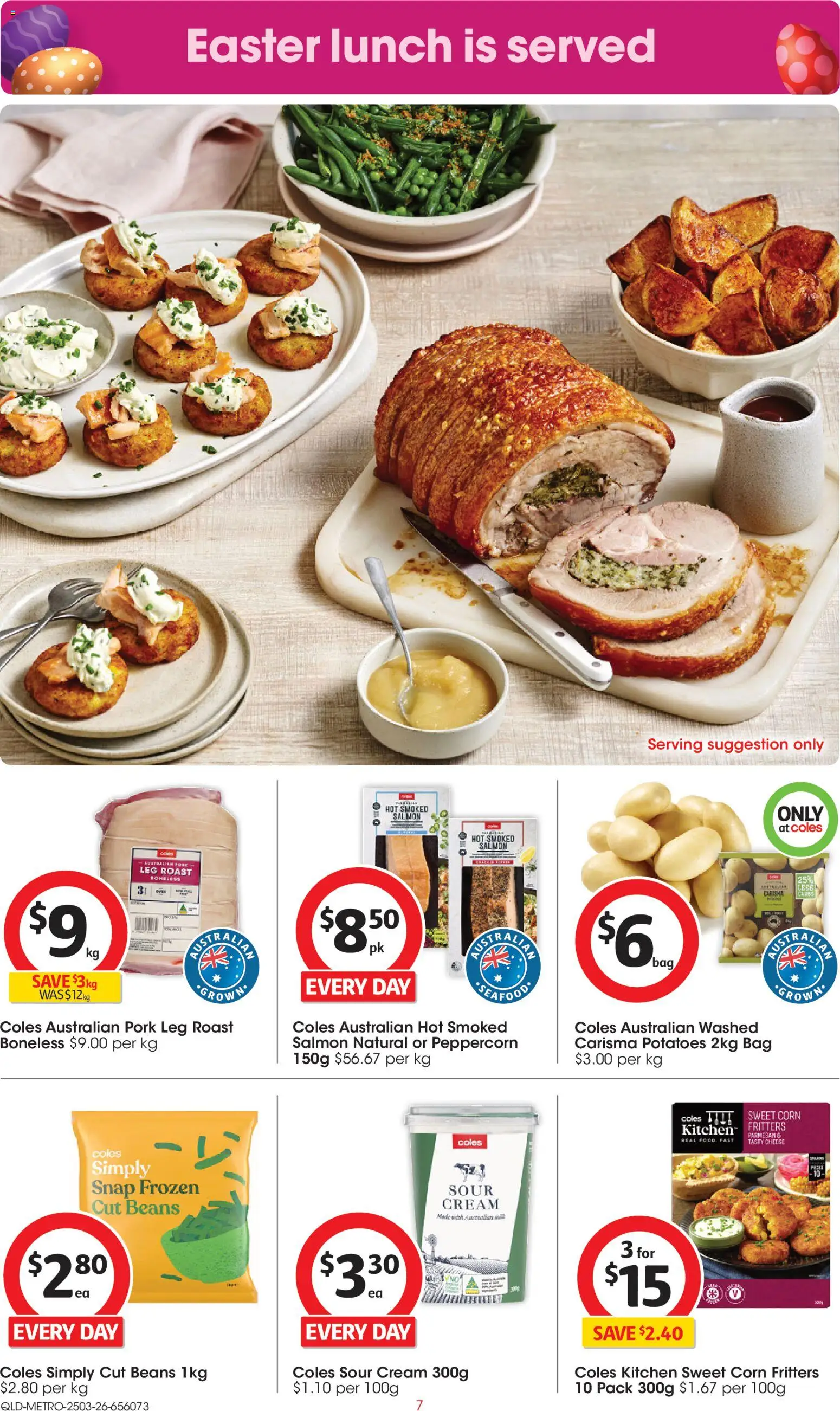 Coles catalogue - valid from 25.03.2026 | Page: 7 | Products: Sour cream, Cream, Salmon, Bag