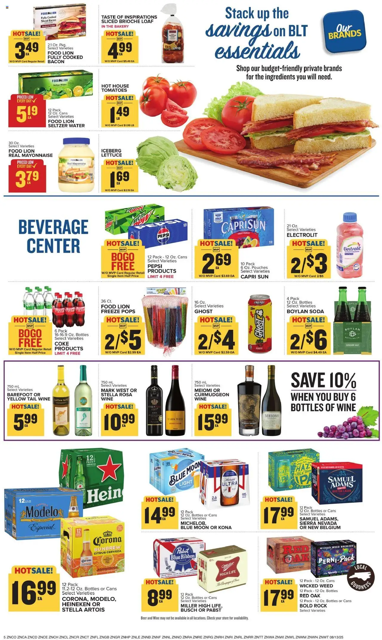 Food Lion Weekly - NC - valid from 13.08.2025 | Page: 9 | Products: Lettuce, Ginger, Beer, Mayonnaise