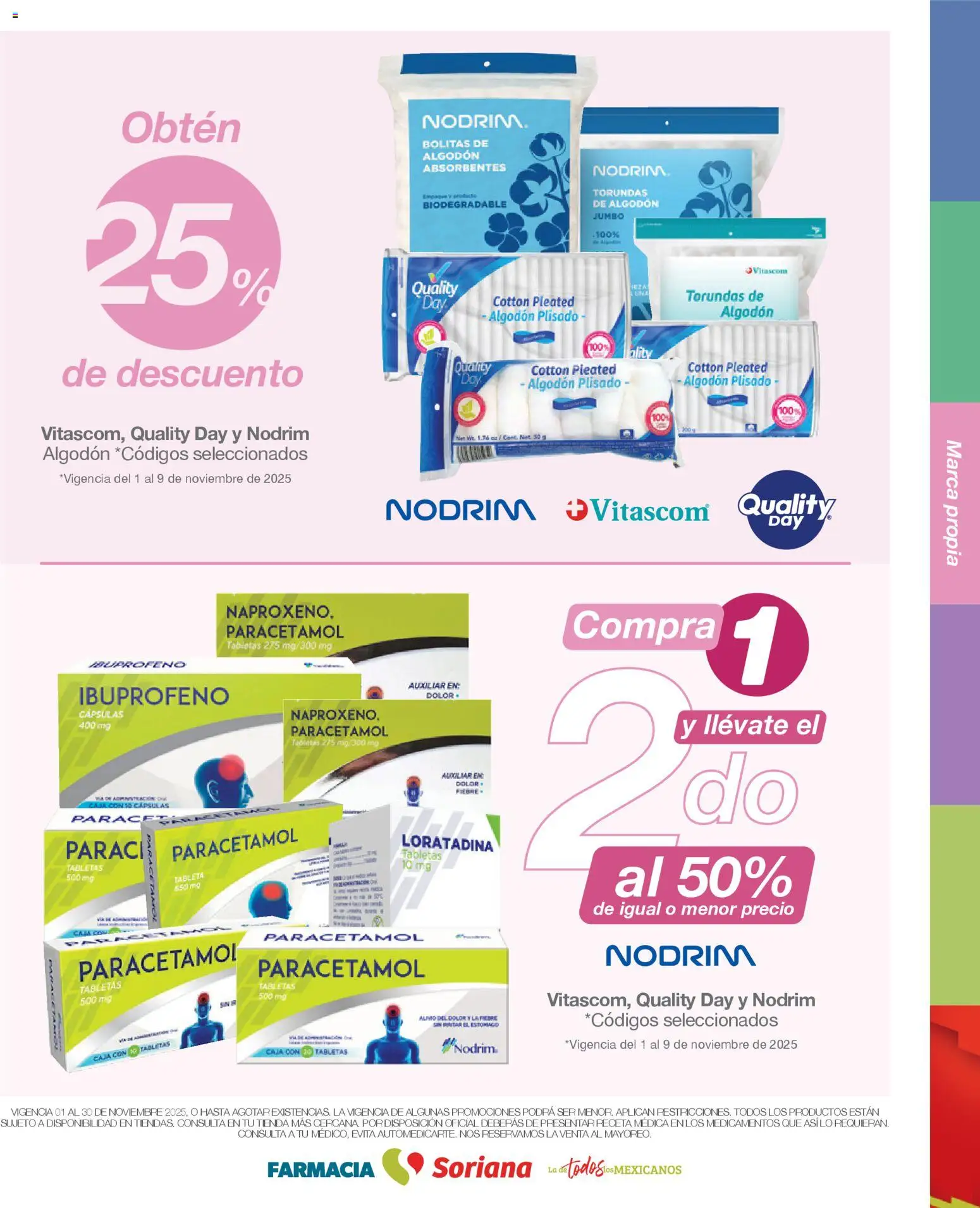 Nuevas ofertas de Soriana válidas en toda la República Mexicana desde el 01.11.2025. ¡Encuentra las mejores ofertas en Soriana - Folleto Farmacia Soriana Noviembre Mercado Nacional! | Página: 12 | Productos: Algodón, Caja, Tableta