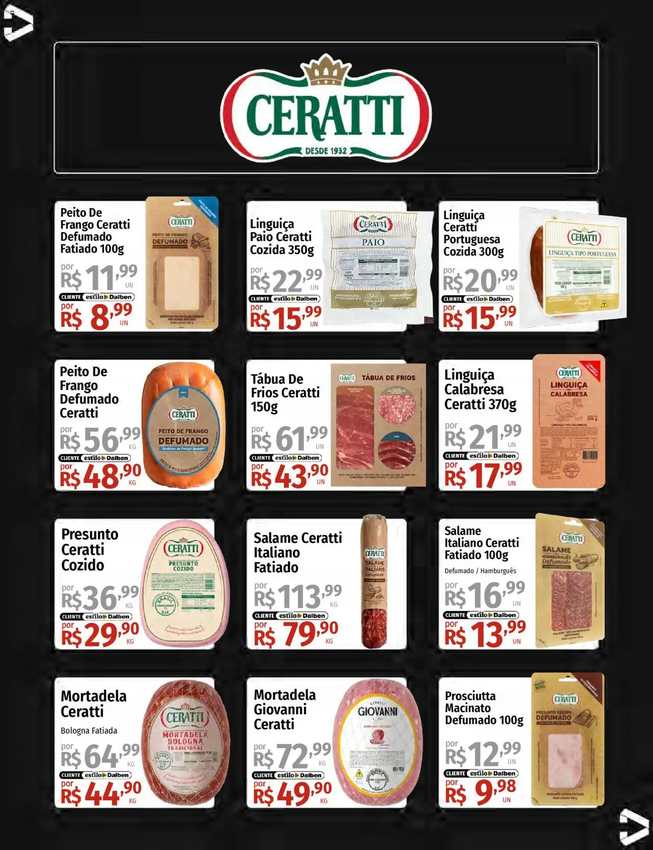 Supermercado Dalben Folheto - válido de 15.08.2025 | Página: 28 | Produtos: Salame, Presunto, Mortadela, Tábua