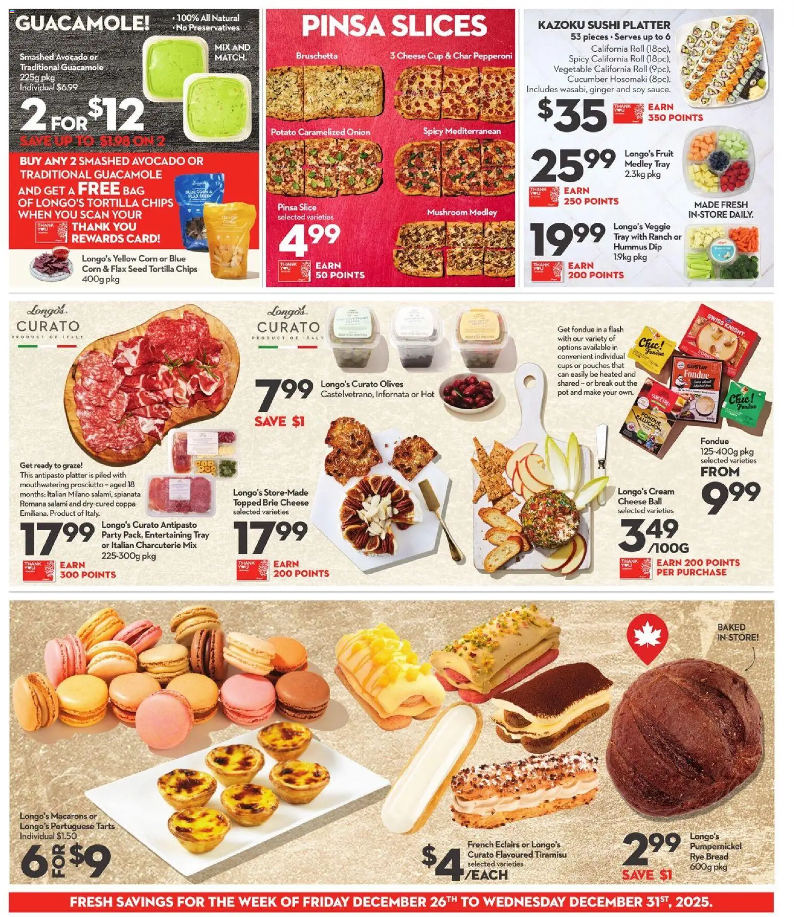 Longo's flyer valid from 26.12.2025 | Page: 5 | Products: Chips, Cheese, Bread, Salami