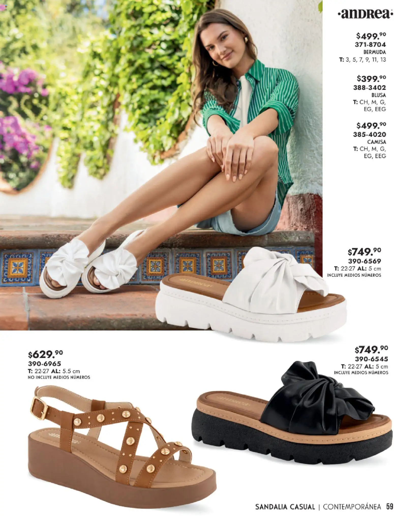 Nuevas ofertas de Andrea válidas en toda la República Mexicana desde el 25.01.2026. ¡Encuentra las mejores ofertas en Andrea catálogo Calzado Dama! | Página: 59 | Productos: Blusa, Camisa, Bermuda