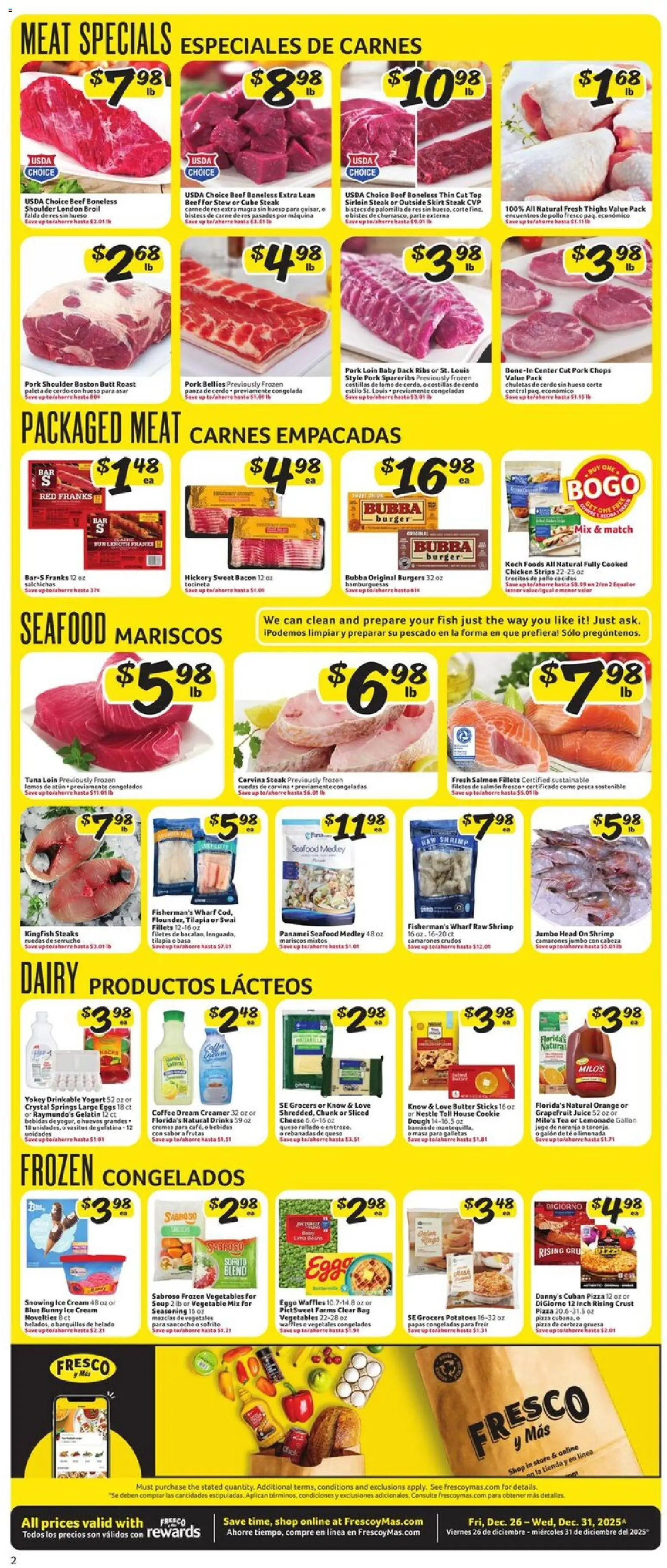 Fresco y Más Weekly Ad - valid from 26.12.2025 | Page: 2 | Products: Eggs, Cream, Potatoes, Seafood
