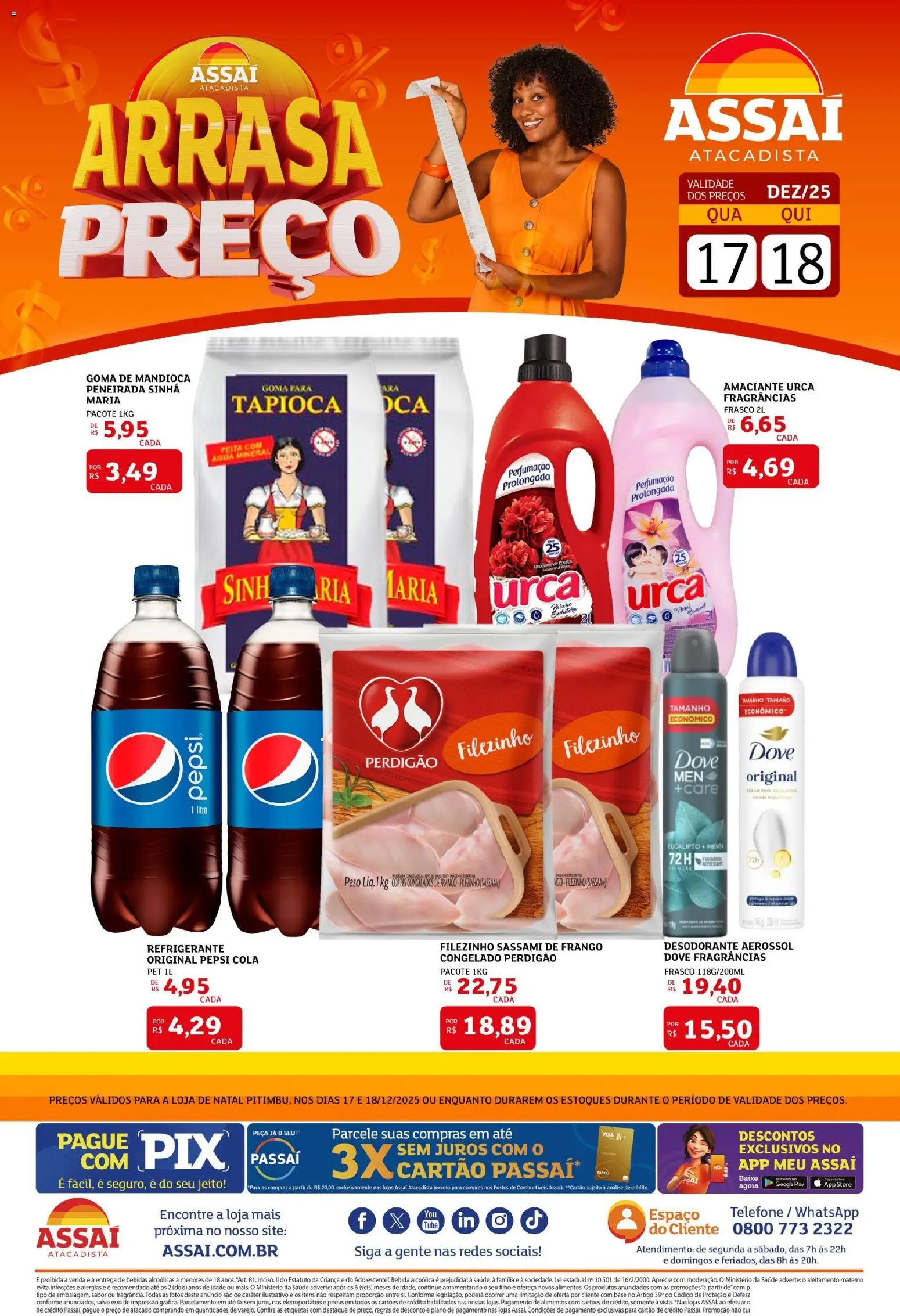Assaí Atacadista Folheto - válido de 17.12.2025 | Página: 1 | Produtos: Amaciante urca, Base, Dove, Amaciante