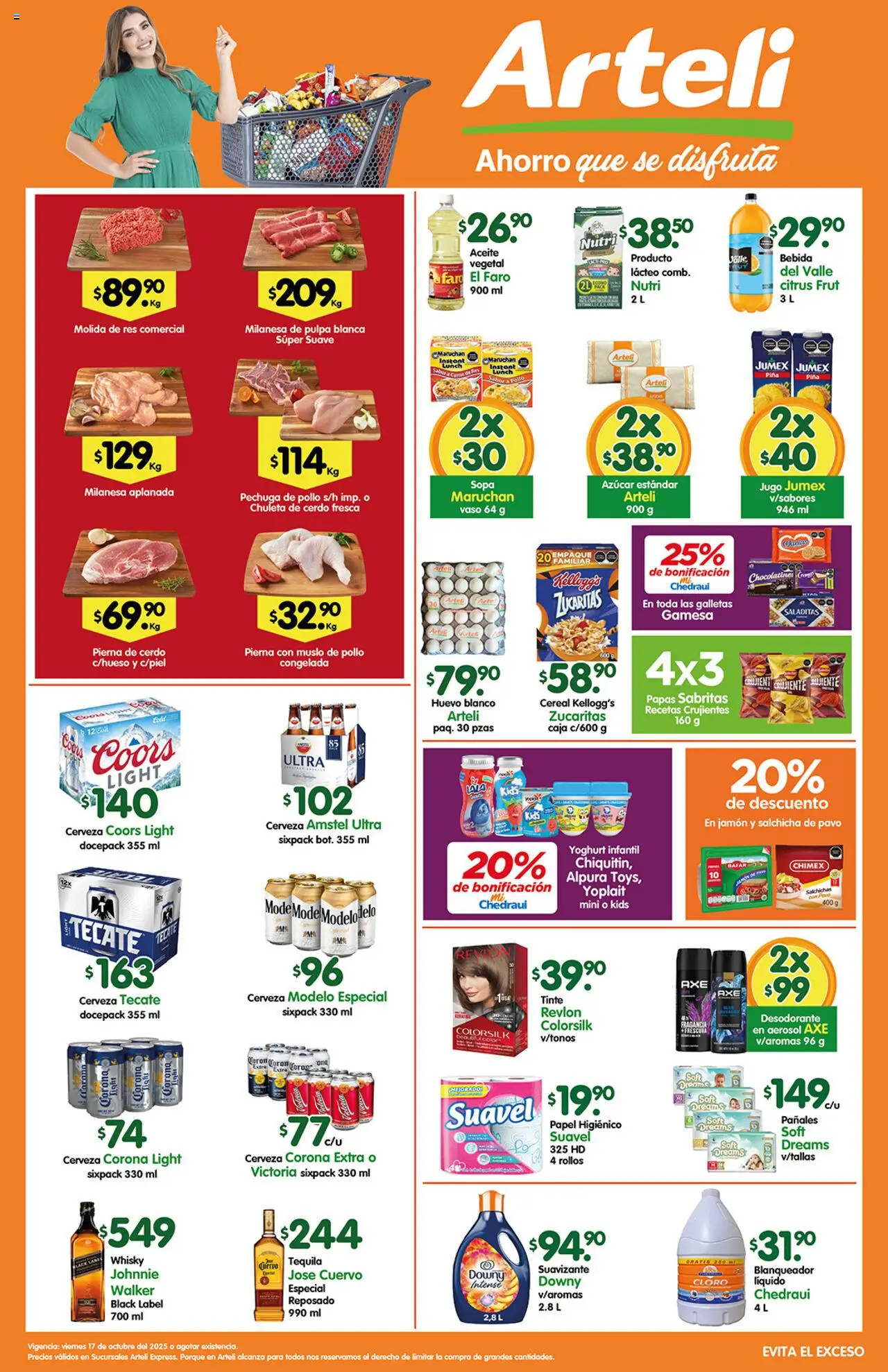 Nuevas ofertas de Arteli válidas en toda la República Mexicana desde el 17.10.2025. ¡Encuentra las mejores ofertas en Arteli folleto Express! | Página: 1 | Productos: Huevo, Jamón, Piña, Pañales
