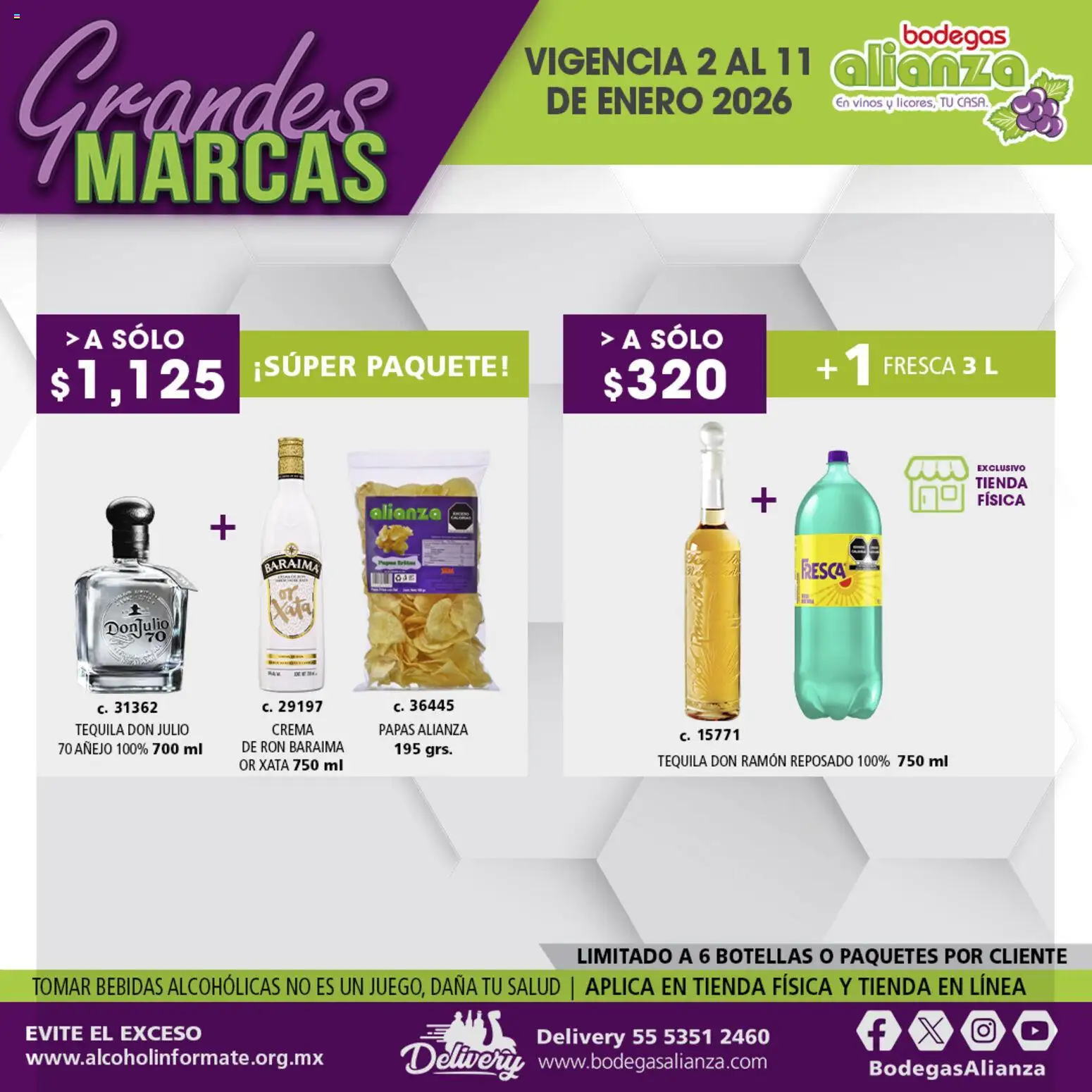 Nuevas ofertas de Bodegas Alianza válidas en toda la República Mexicana desde el 02.01.2026. ¡Encuentra las mejores ofertas en Bodegas Alianza catálogo Grandes Marcas! | Página: 8 | Productos: Crema, Tequila