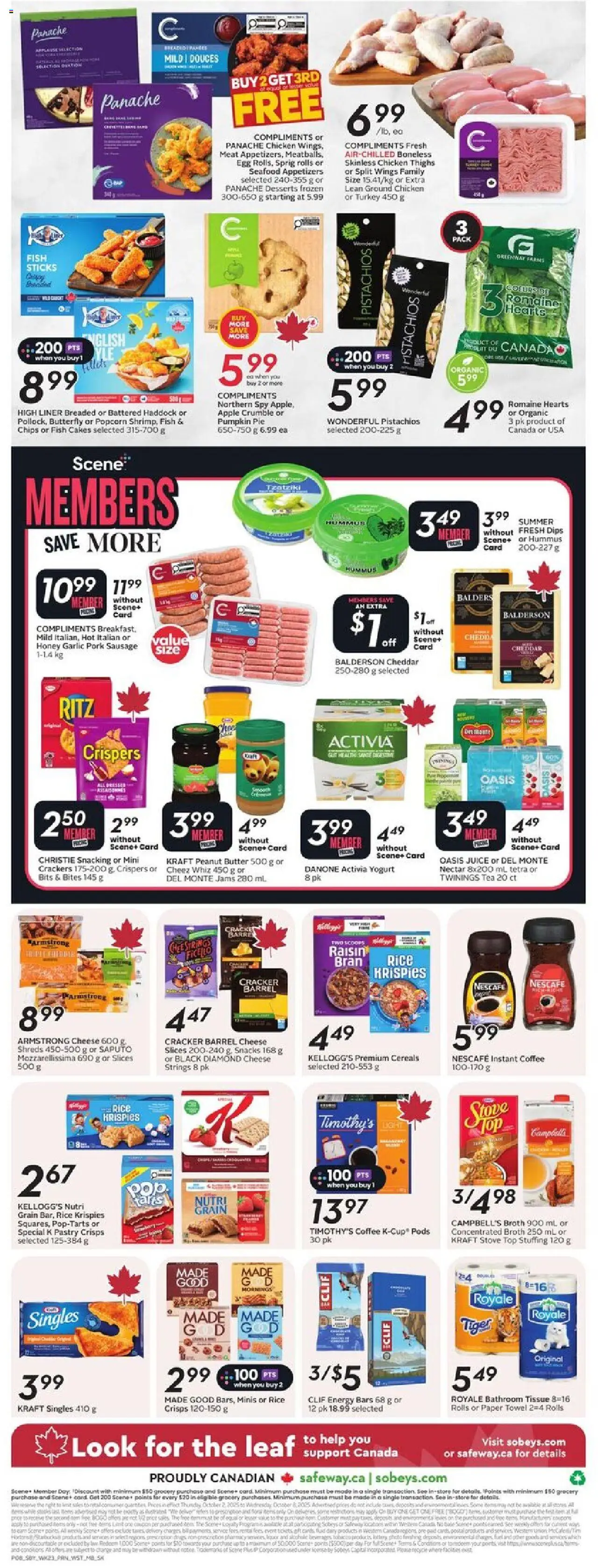 Safeway flyer valid from 02.10.2025 | Page: 4 | Products: Stove, Cheese, Coffee, Chicken