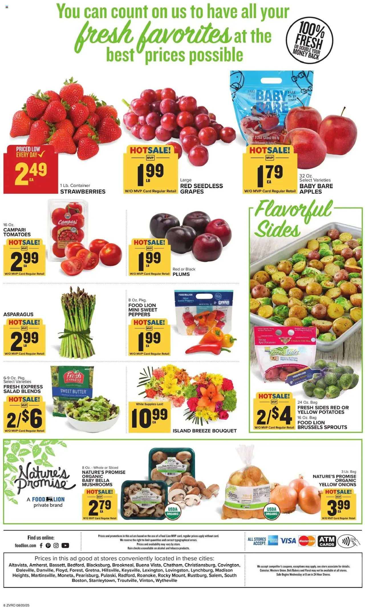 Food Lion Weekly Ad - valid from 20.08.2025 | Page: 14 | Products: Asparagus, Mushrooms, Apples, Tomatoes