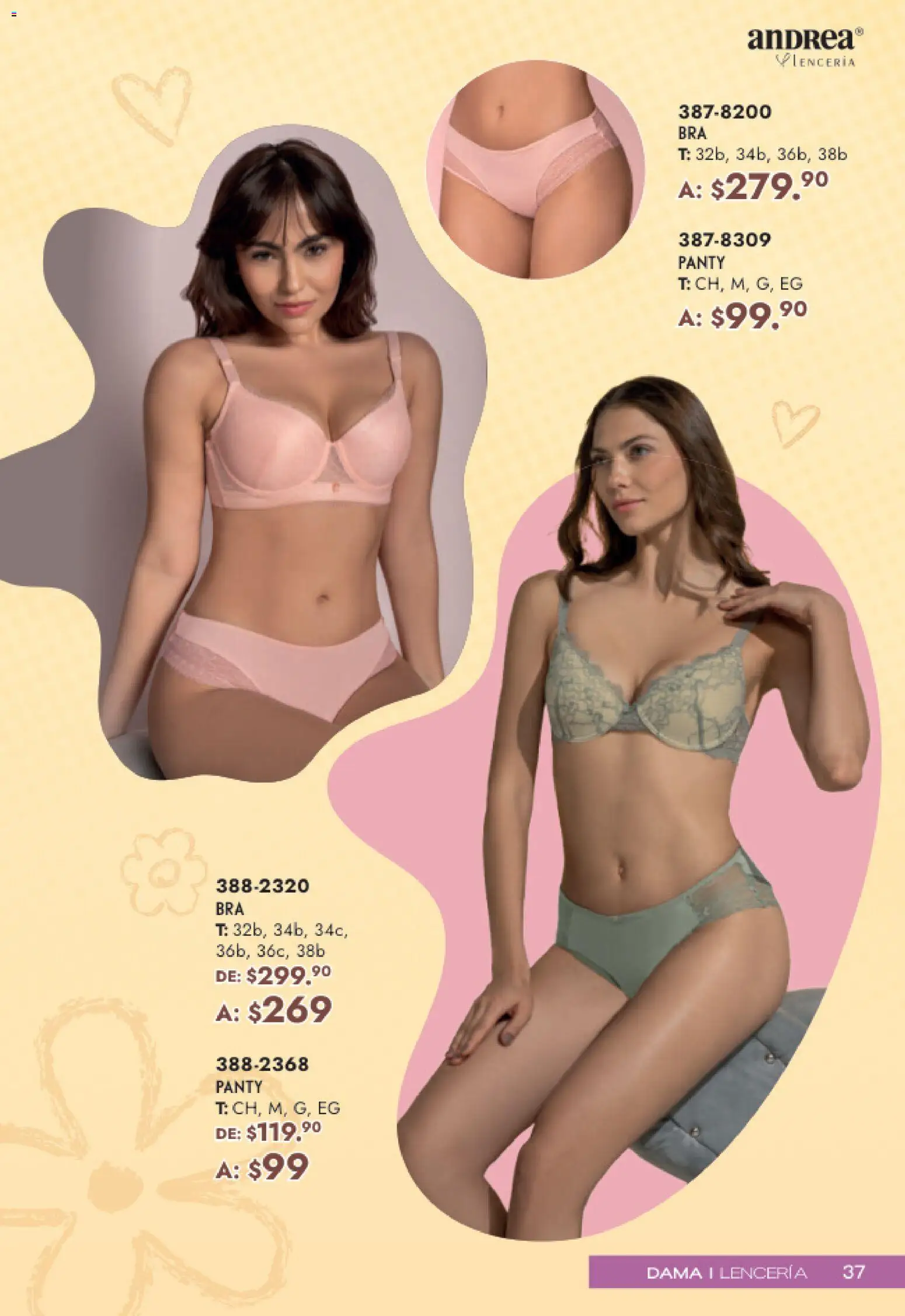 Nuevas ofertas de Andrea válidas en toda la República Mexicana desde el 19.04.2026. ¡Encuentra las mejores ofertas en Andrea catálogo Mamá y Peques! | Página: 37 | Productos: Lenceria