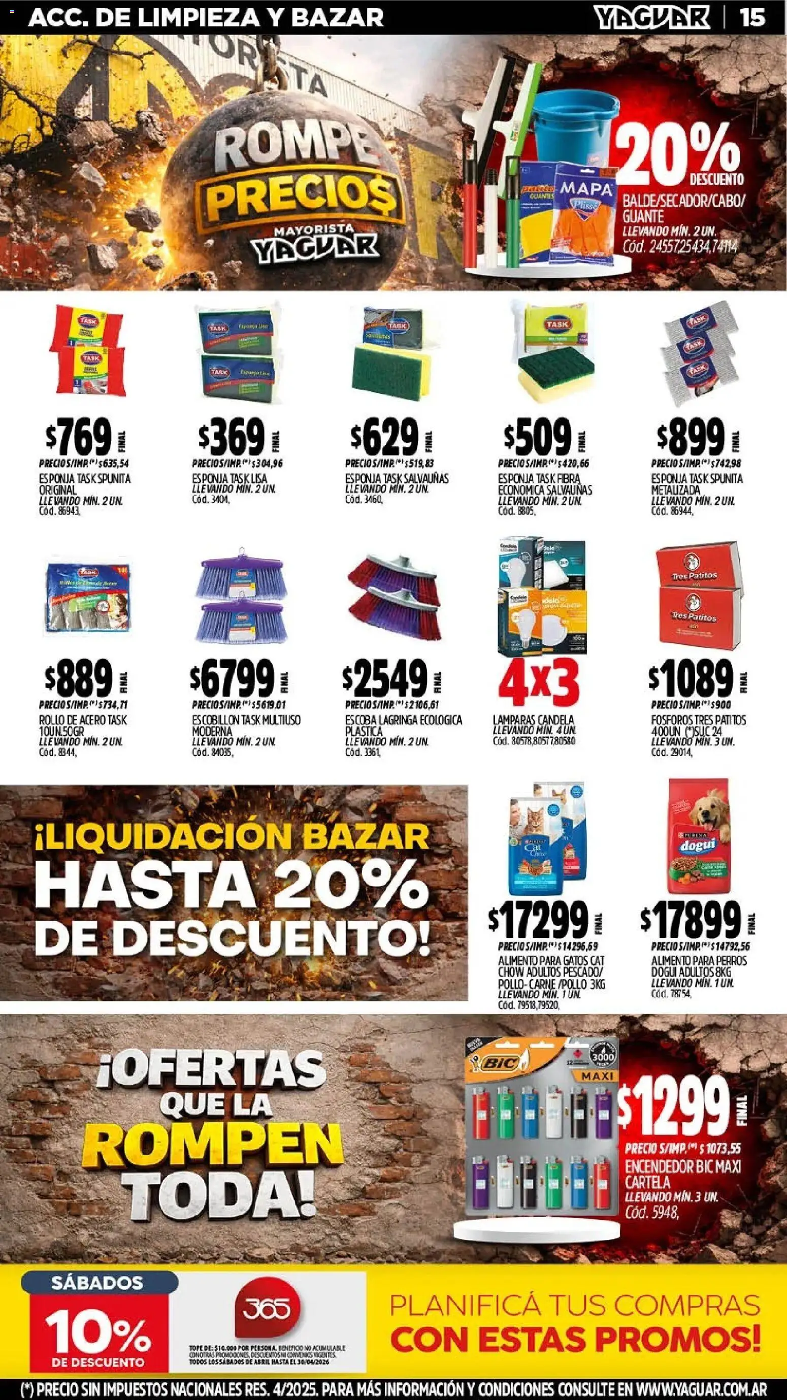 Yaguar - Oferta Semanal Neuquen │ válido desde el 13.04.2026 | Página: 15 | Productos: Pollo, Esponja, Escobillon, Escoba