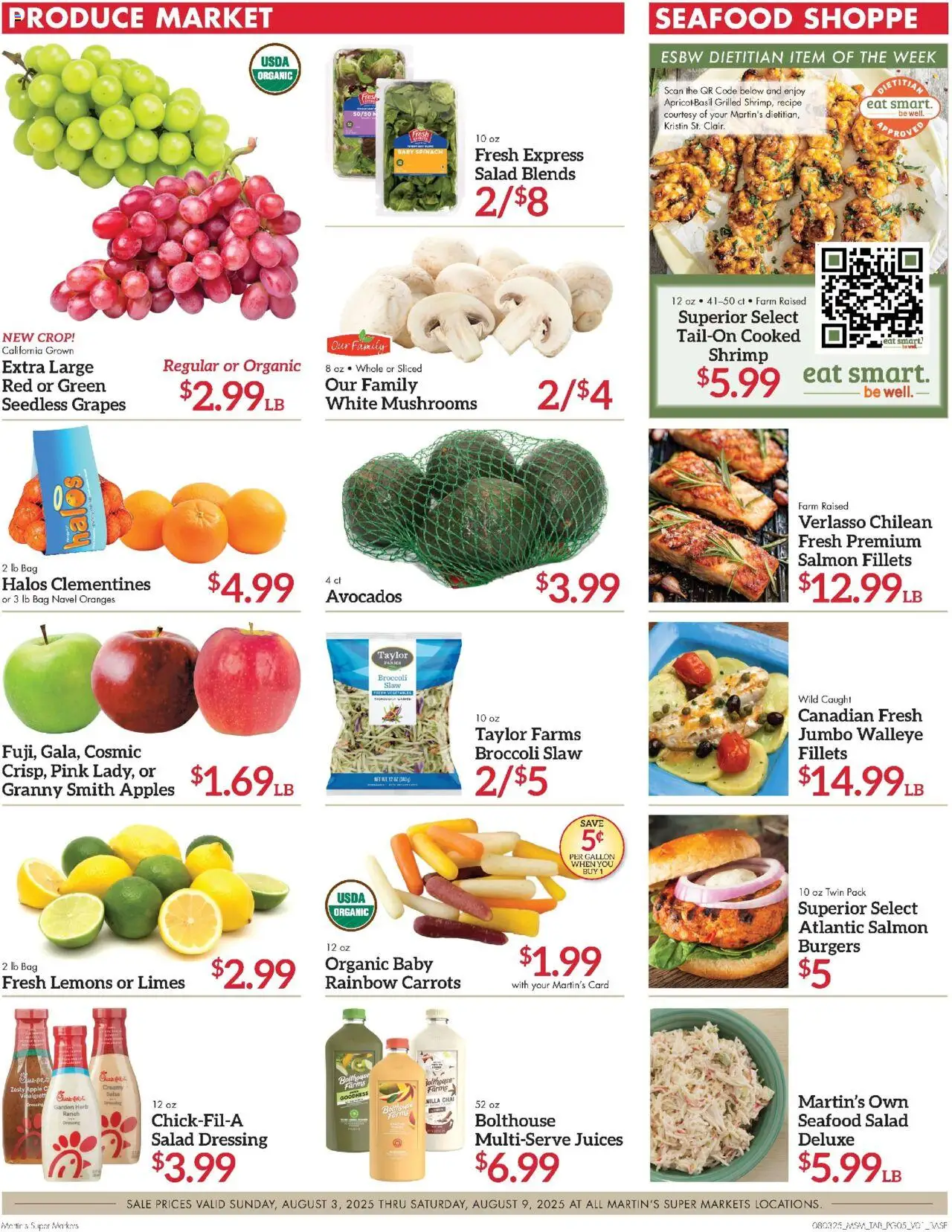 Martin’s Weekly Ad - valid from 03.08.2025 | Page: 5 | Products: Mushrooms, Salad, Vegetables, Grapes