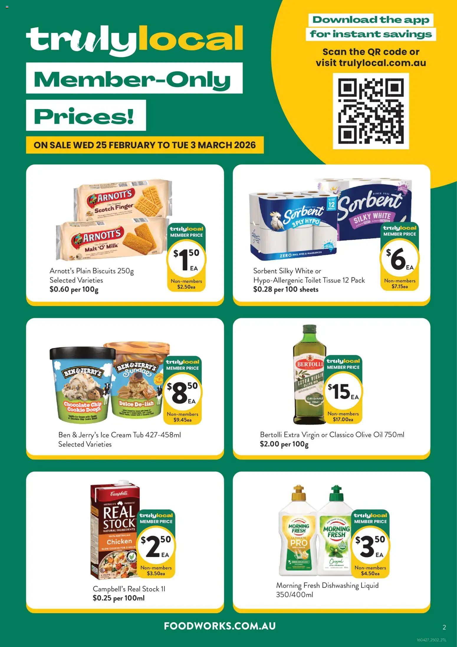 Foodworks catalogue - valid from 25.02.2026 | Page: 2 | Products: Toilet, Milk, Chicken, Ice cream