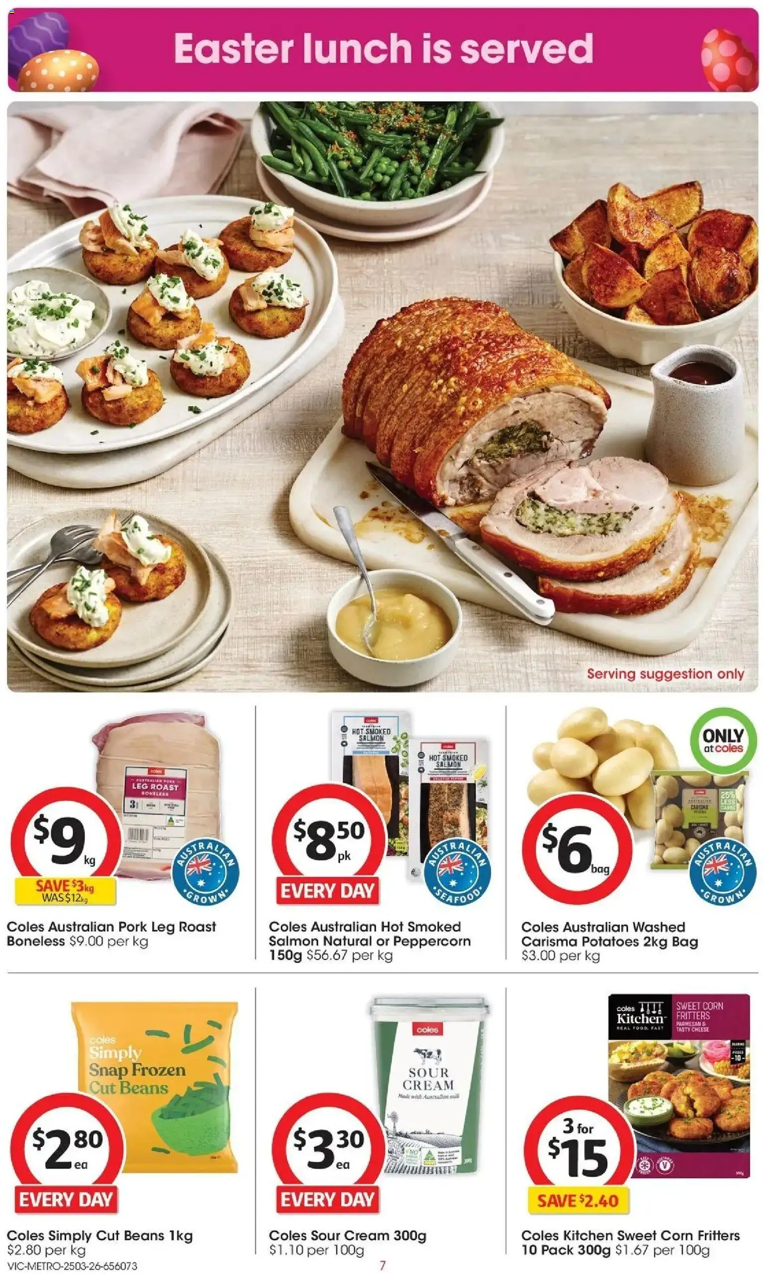 Coles catalogue - valid from 25.03.2026 | Page: 7 | Products: Milk, Cheese, Pork, Sour cream