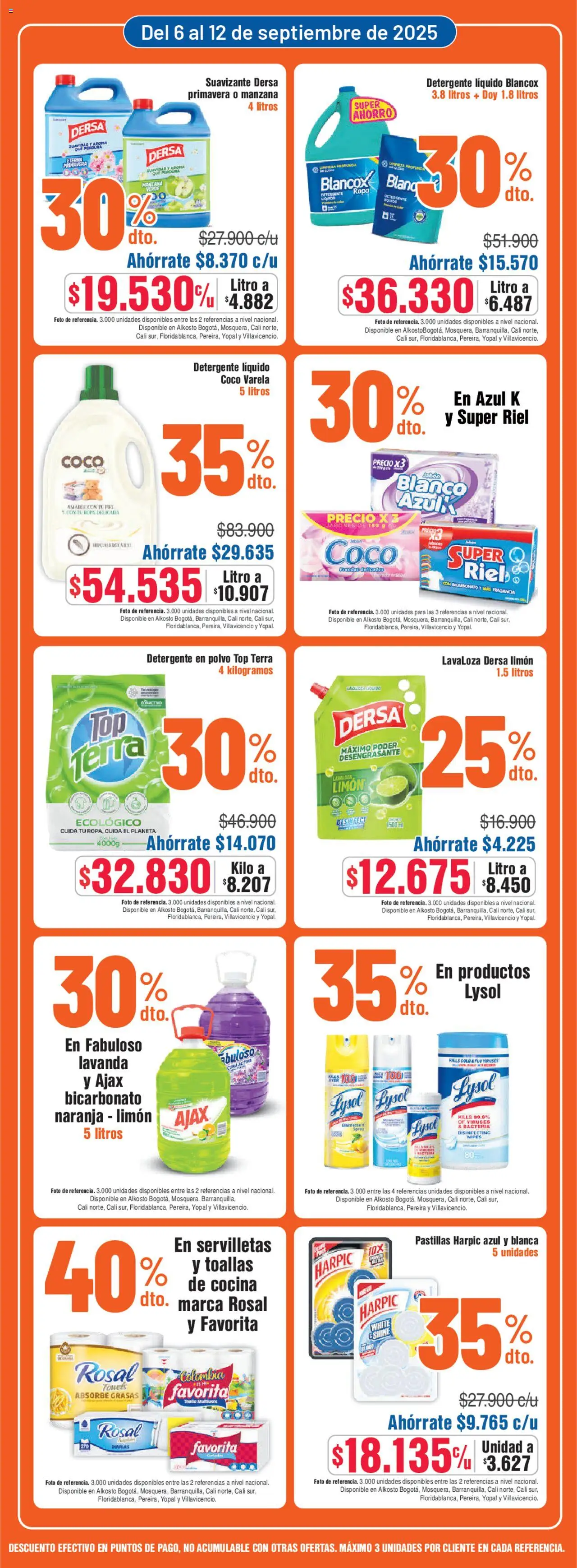 Alkosto revista - valida desde el 06.09.2025 | Página: 6 | Productos: Cocina, Servilletas, Suavizante, Jabón