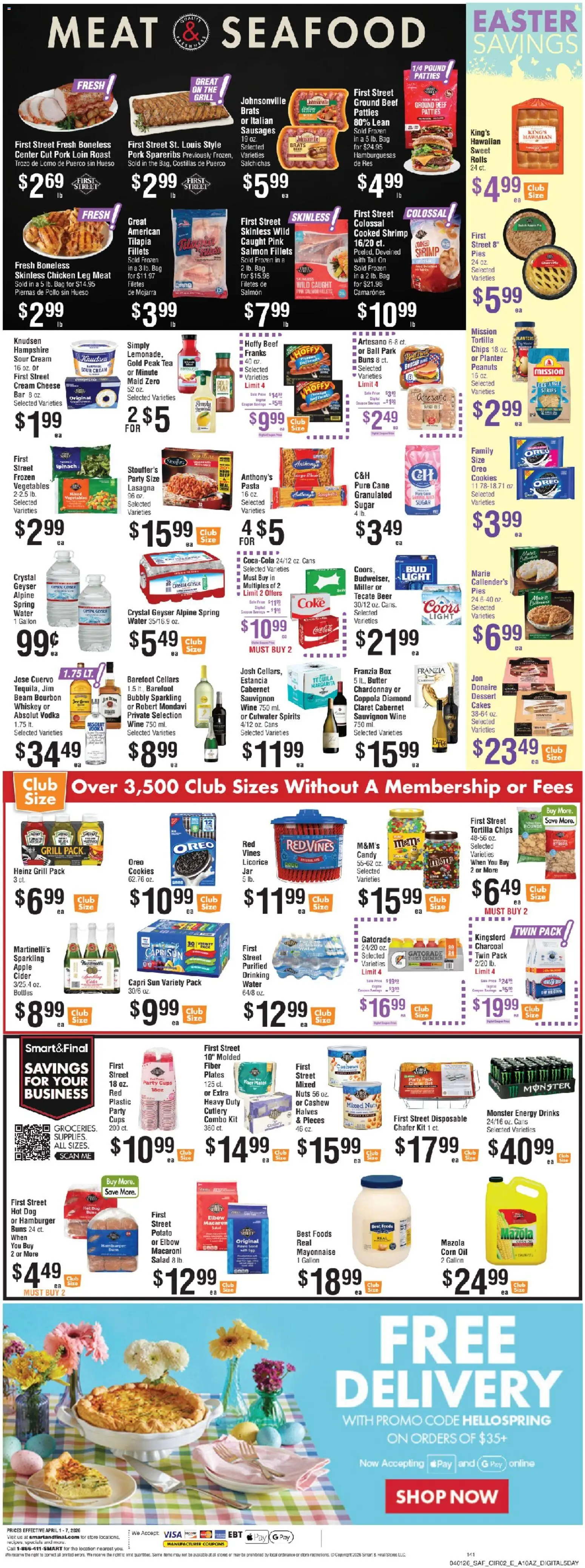 Smart & Final Weekly Ad - valid from 03.04.2026 | Page: 3 | Products: Beer, Beef, Chips, Seafood