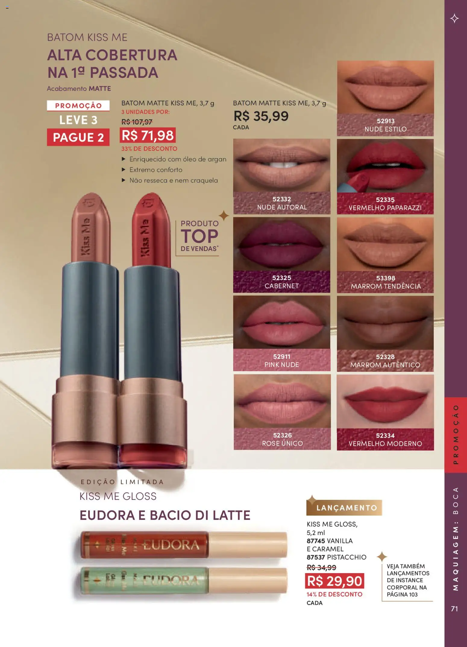 Eudora Folheto - válido de 10.11.2025 | Página: 71 | Produtos: Maquiagem, Batom, Óleo
