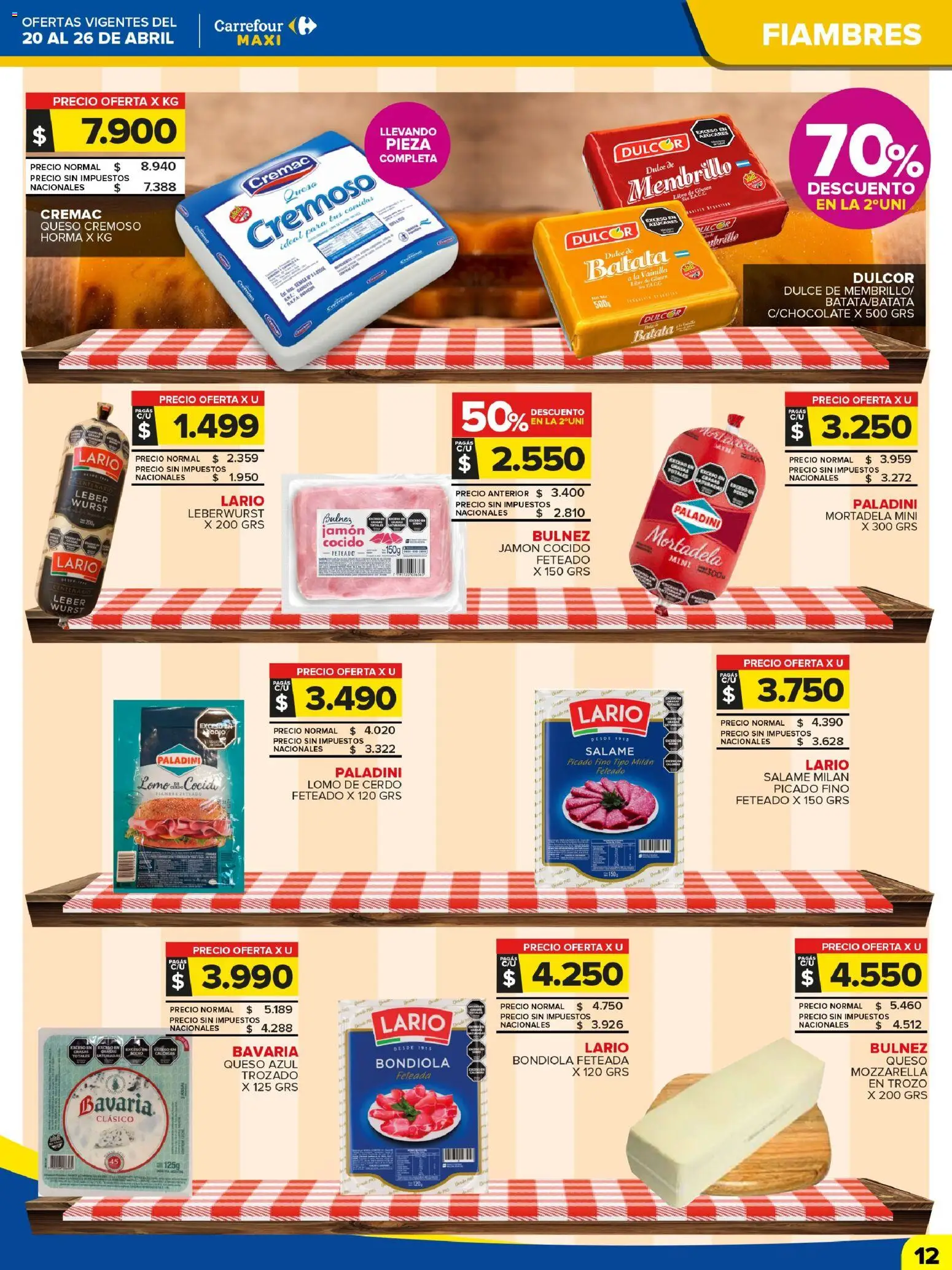 Carrefour Maxi catálogo │ válido desde el 20.04.2026 | Página: 12 | Productos: Mortadela, Batata, Queso, Cerdo