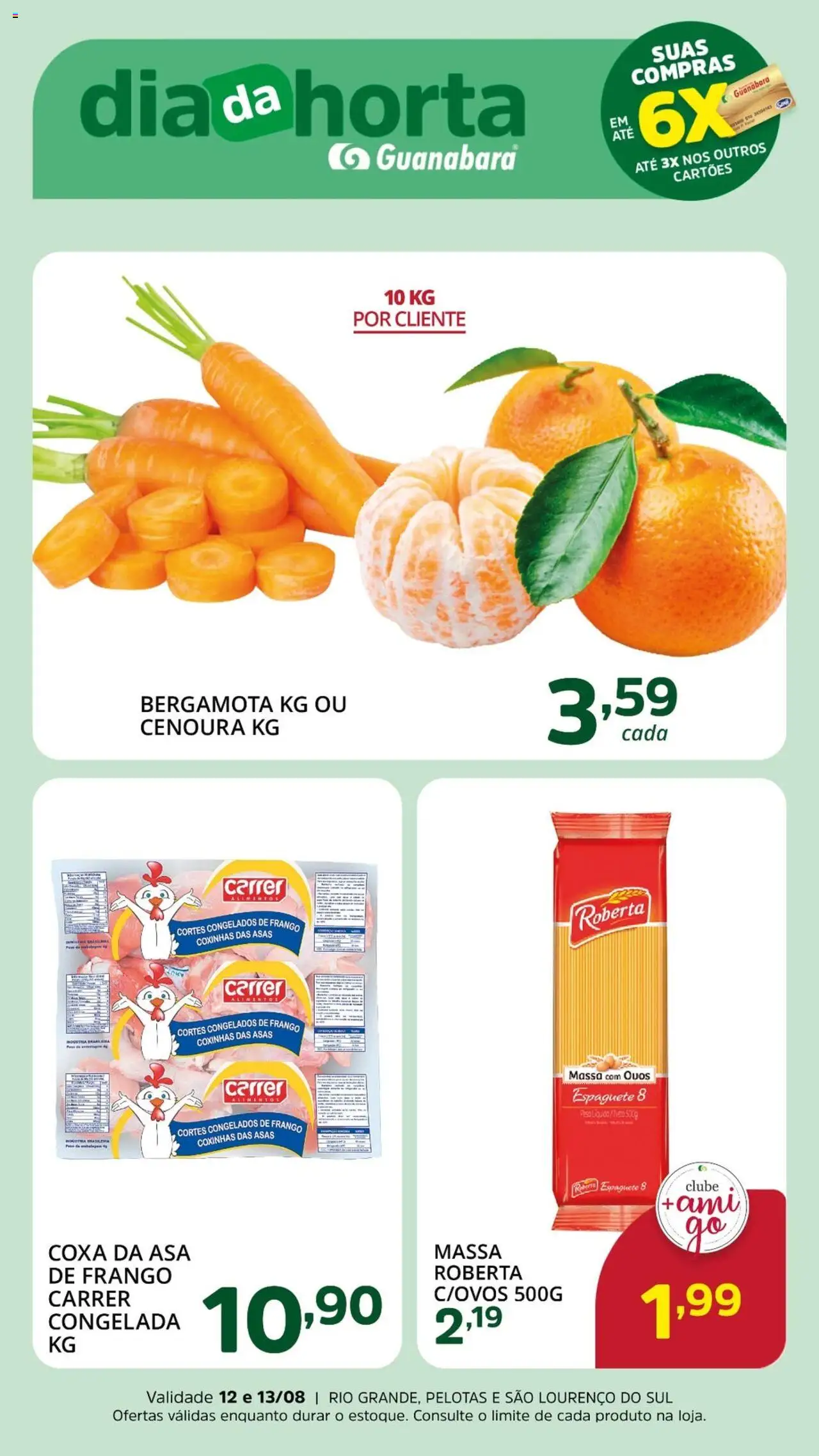 Supermercado Guanabara Folheto - válido de 12.08.2025 | Página: 2 | Produtos: Bergamota, Espaguete, Massa, Cenoura