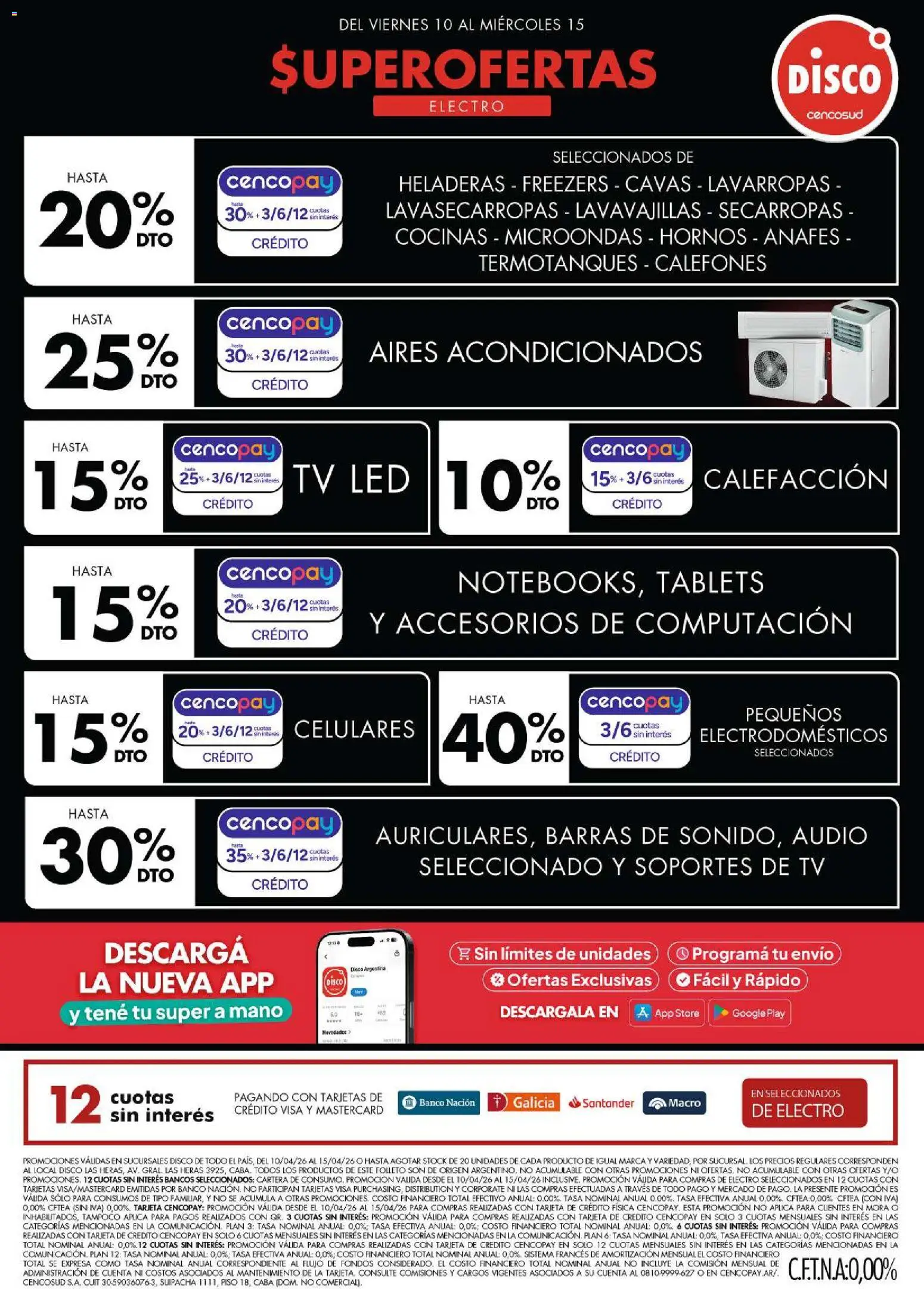 Disco - Ofertas | Electro, T. Libre y más │ válido desde el 09.04.2026 | Página: 1 | Productos: Lavavajillas, Banco, Lavarropas, Microondas
