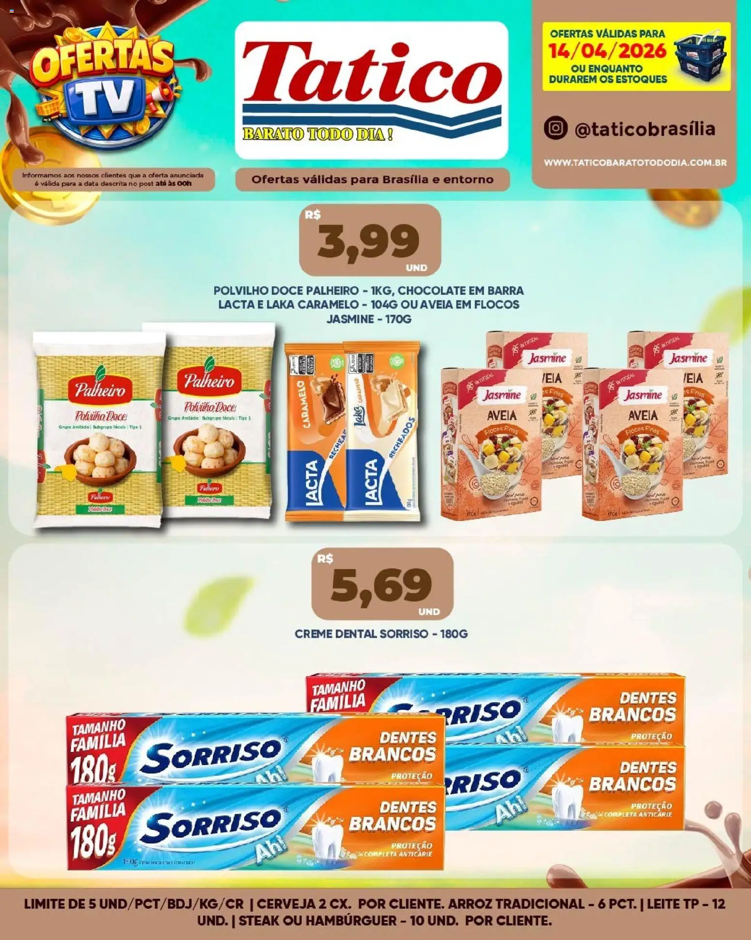 Tatico Folheto - válido de 15.04.2026 | Página: 15 | Produtos: Leite, Chocolate, Arroz, Hambúrguer
