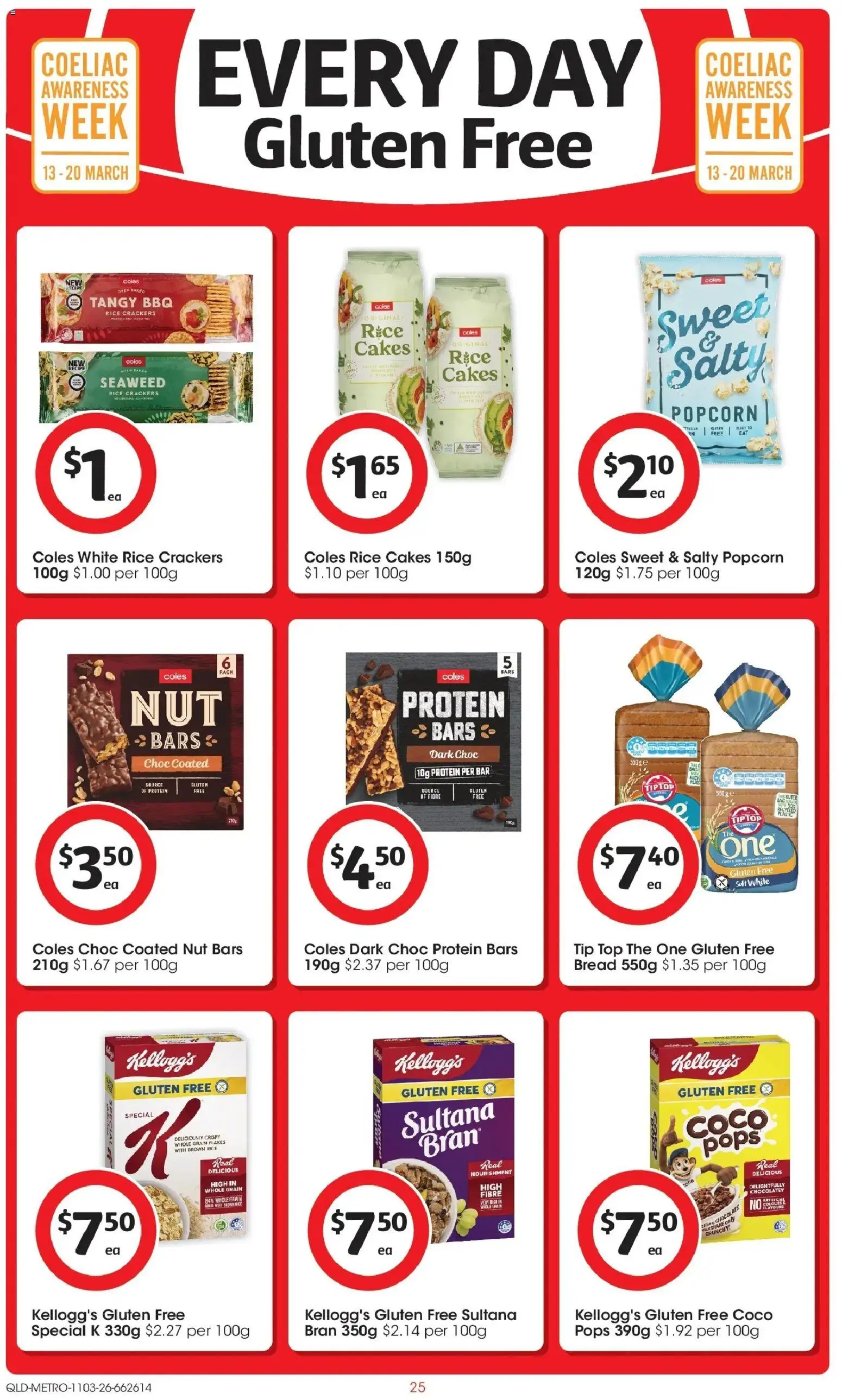 Coles catalogue - valid from 11.03.2026 | Page: 25 | Products: Crackers, Milk, Bread, Bag