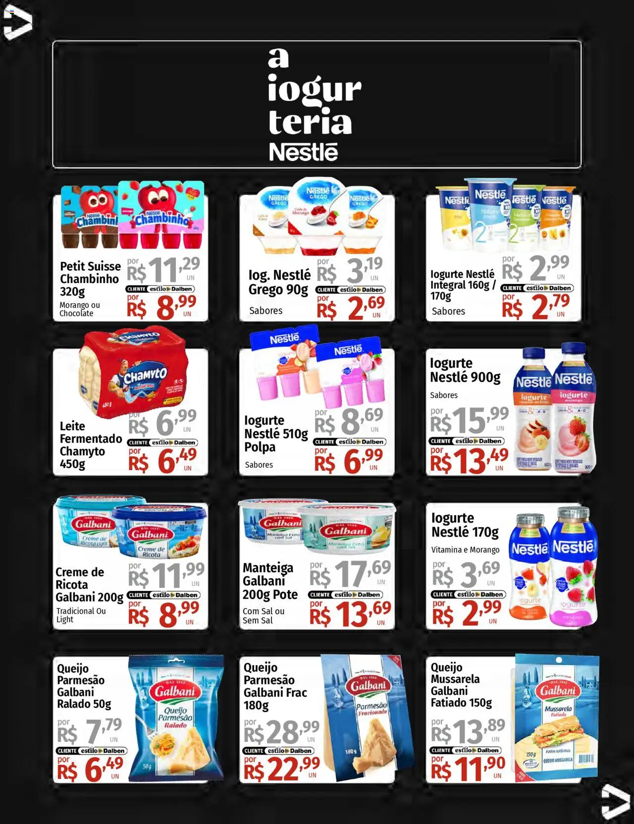 Supermercado Dalben Folheto - válido de 15.08.2025 | Página: 20 | Produtos: Leite, Queijo, Chocolate, Ricota