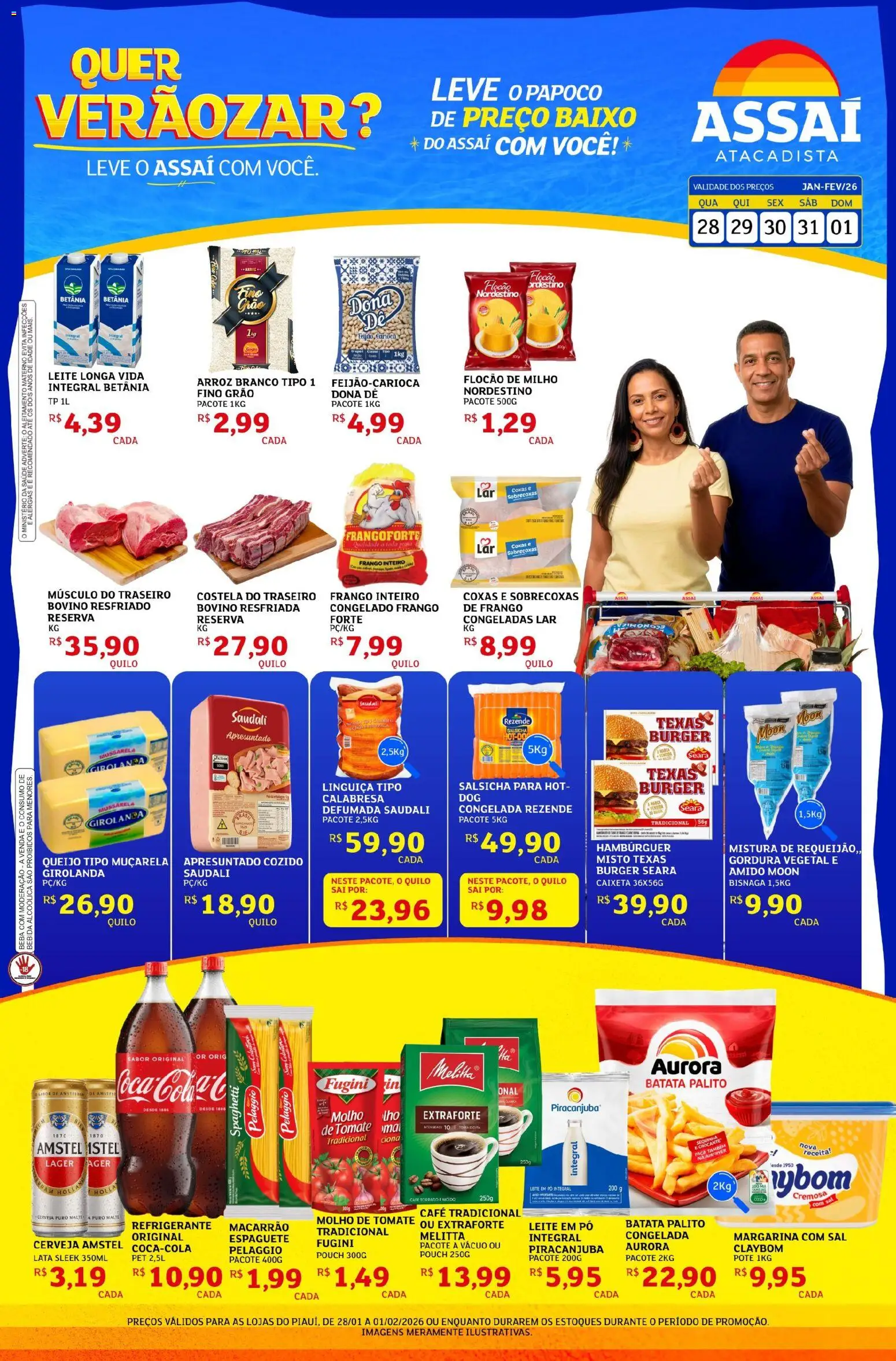Assaí Atacadista Folheto - válido de 28.01.2026 | Página: 1 | Produtos: Salsicha, Queijo, Bebida, Sal