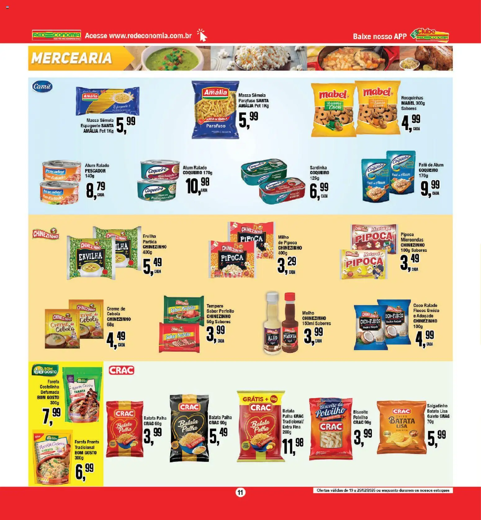 RedEconomia Folheto - válido de 19.02.2026 | Página: 11 | Produtos: Cebola, Pimenta, Farofa, Atum