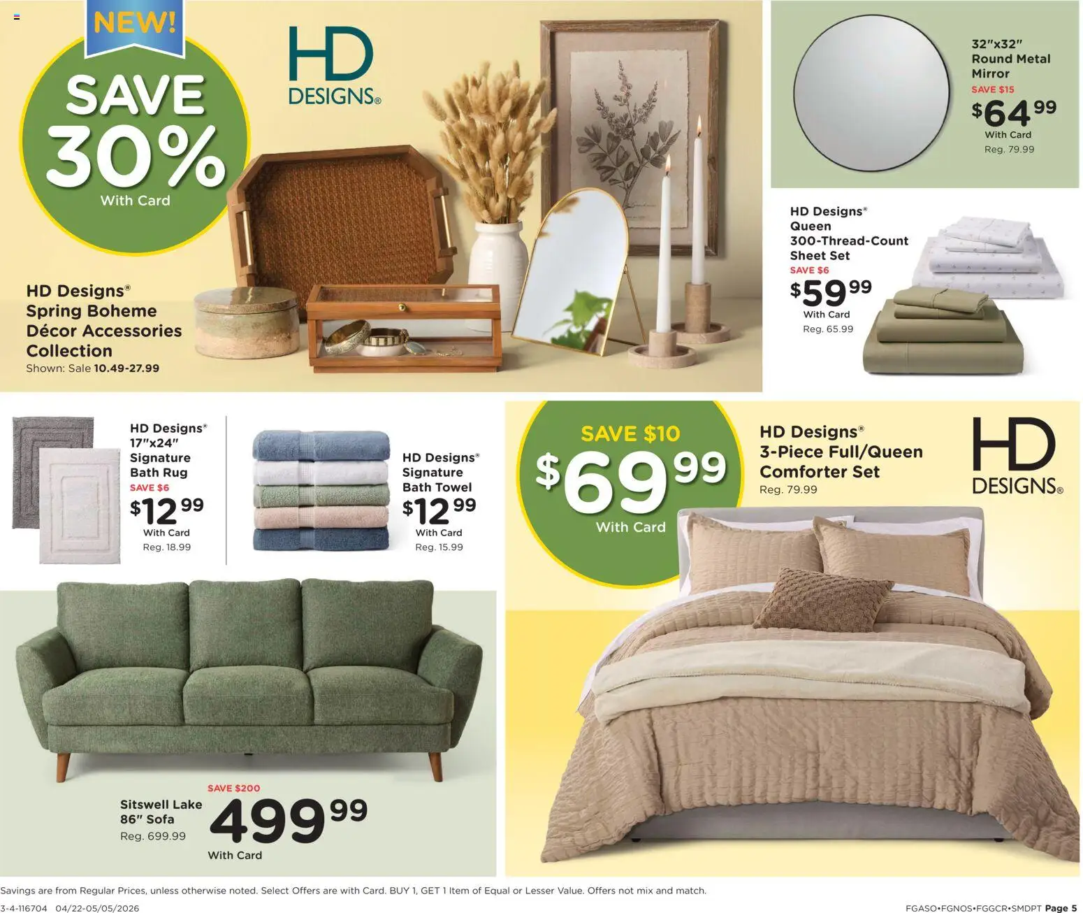 Fred Meyer Home & Apparel - valid from 22.04.2026 | Page: 5 | Products: Sofa, Bath, Mirror, Comforter