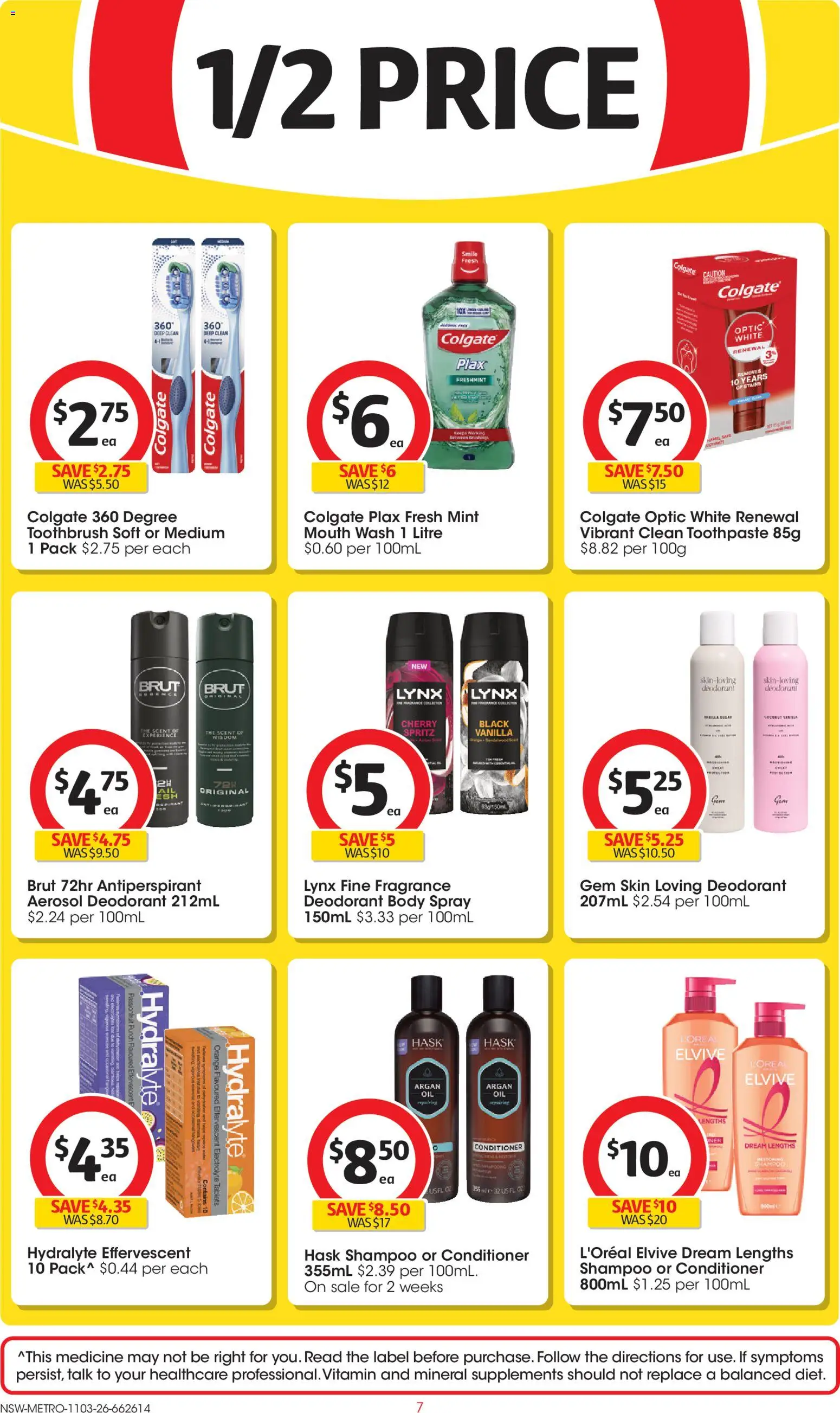 Coles catalogue - valid from 11.03.2026 | Page: 7 | Products: Shampoo, Conditioner, Antiperspirant, Toothbrush