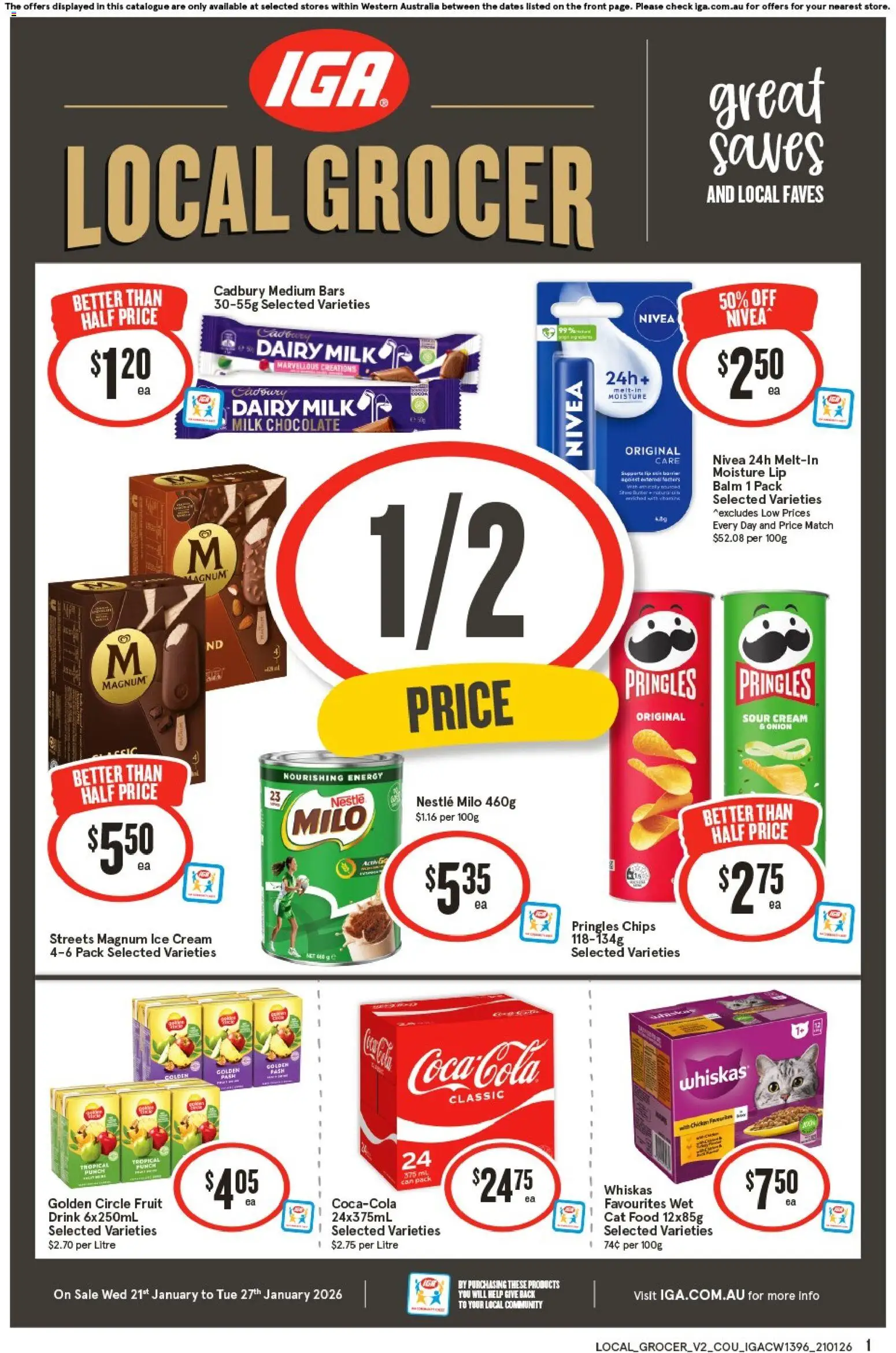 IGA catalogue - valid from 21.01.2026 | Page: 1 | Products: Milk, Dairy, Sour cream, Cream