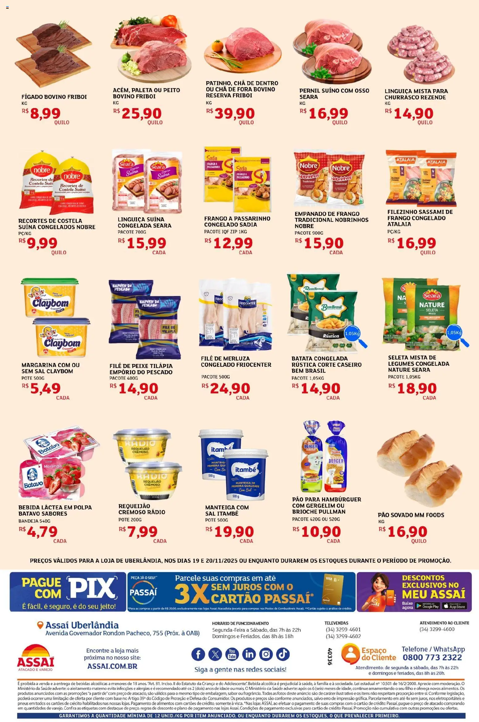 Assaí Atacadista Folheto - válido de 19.11.2025 | Página: 2 | Produtos: Pão, Bebida, Batata, Requeijão
