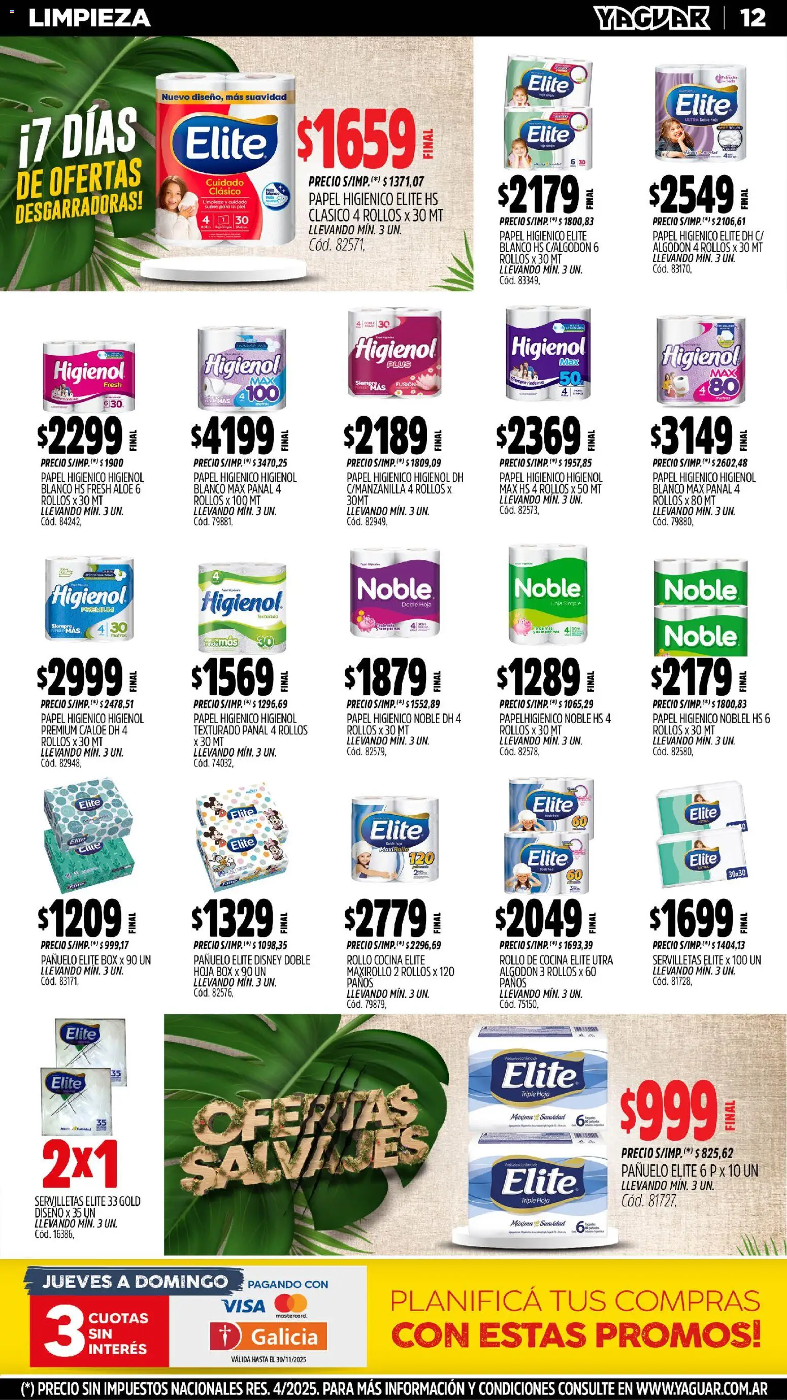 Yaguar - Santa Fe │ válido desde el 03.11.2025 | Página: 14 | Productos: Papel higiénico, Algodón, Pañuelo, Servilletas