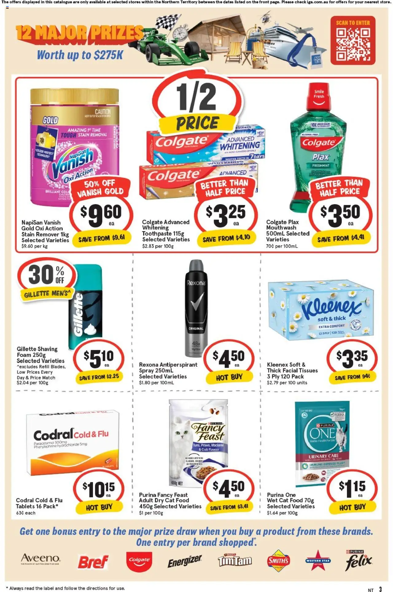 IGA catalogue - valid from 08.10.2025 | Page: 3 | Products: Antiperspirant, Stain remover, Tablets, Tissues