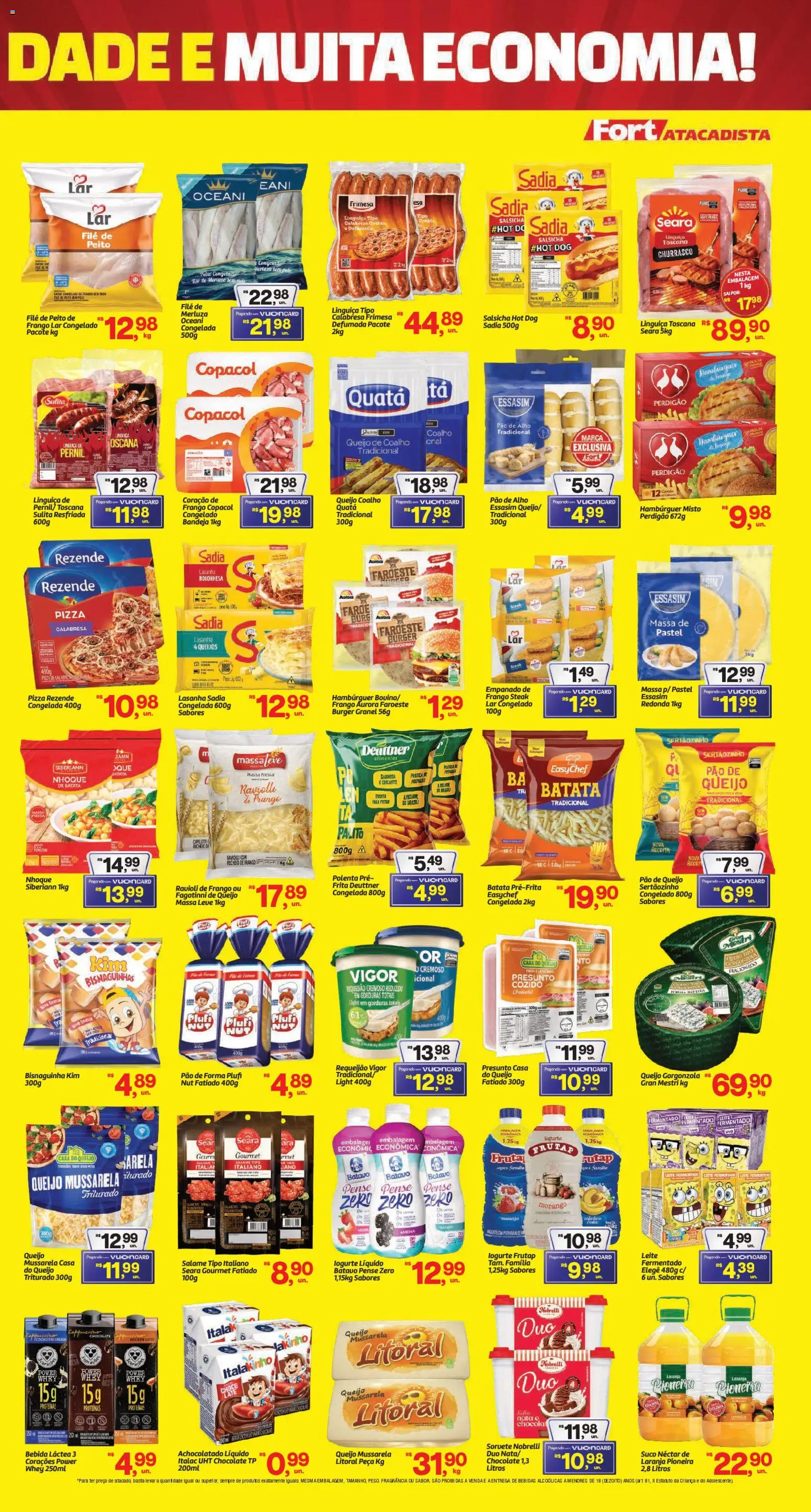 Fort Atacadista Folheto - válido de 04.04.2026 | Página: 3 | Produtos: Alho, Pizza Rezende, Hambúrguer, Bebida