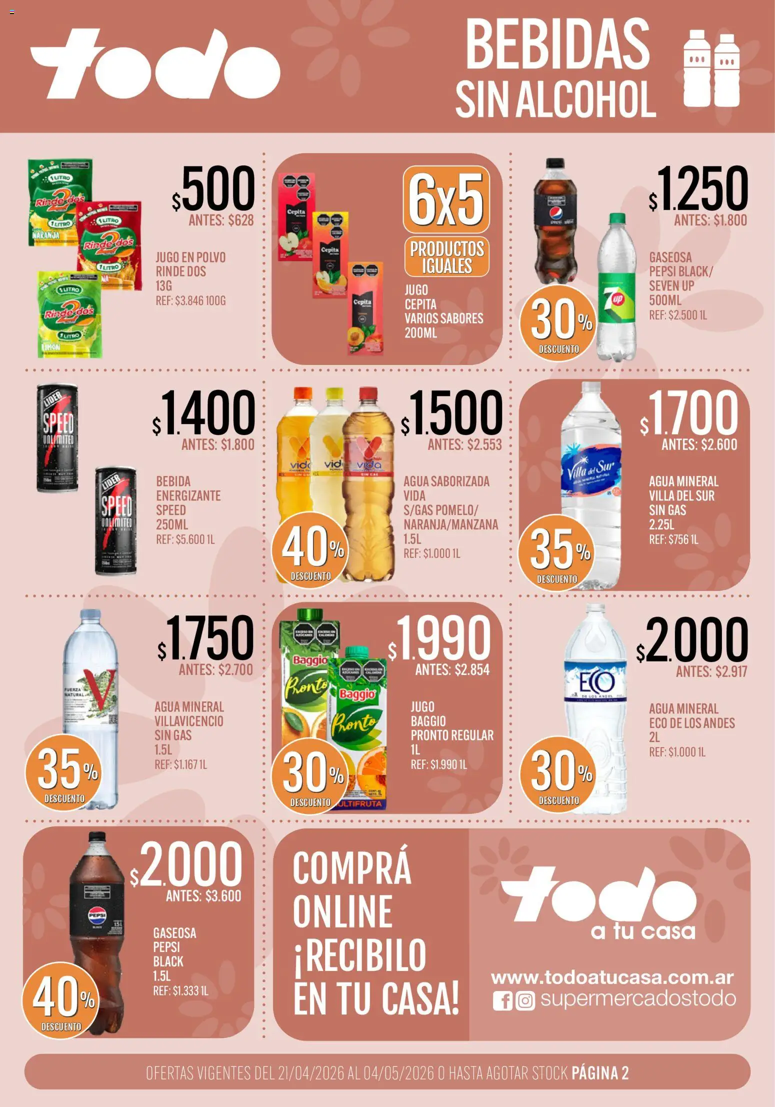 Supermercados TODO - Ofertas │ válido desde el 21.04.2026 | Página: 2 | Productos: Polvo, Gaseosa, Agua, Jugo