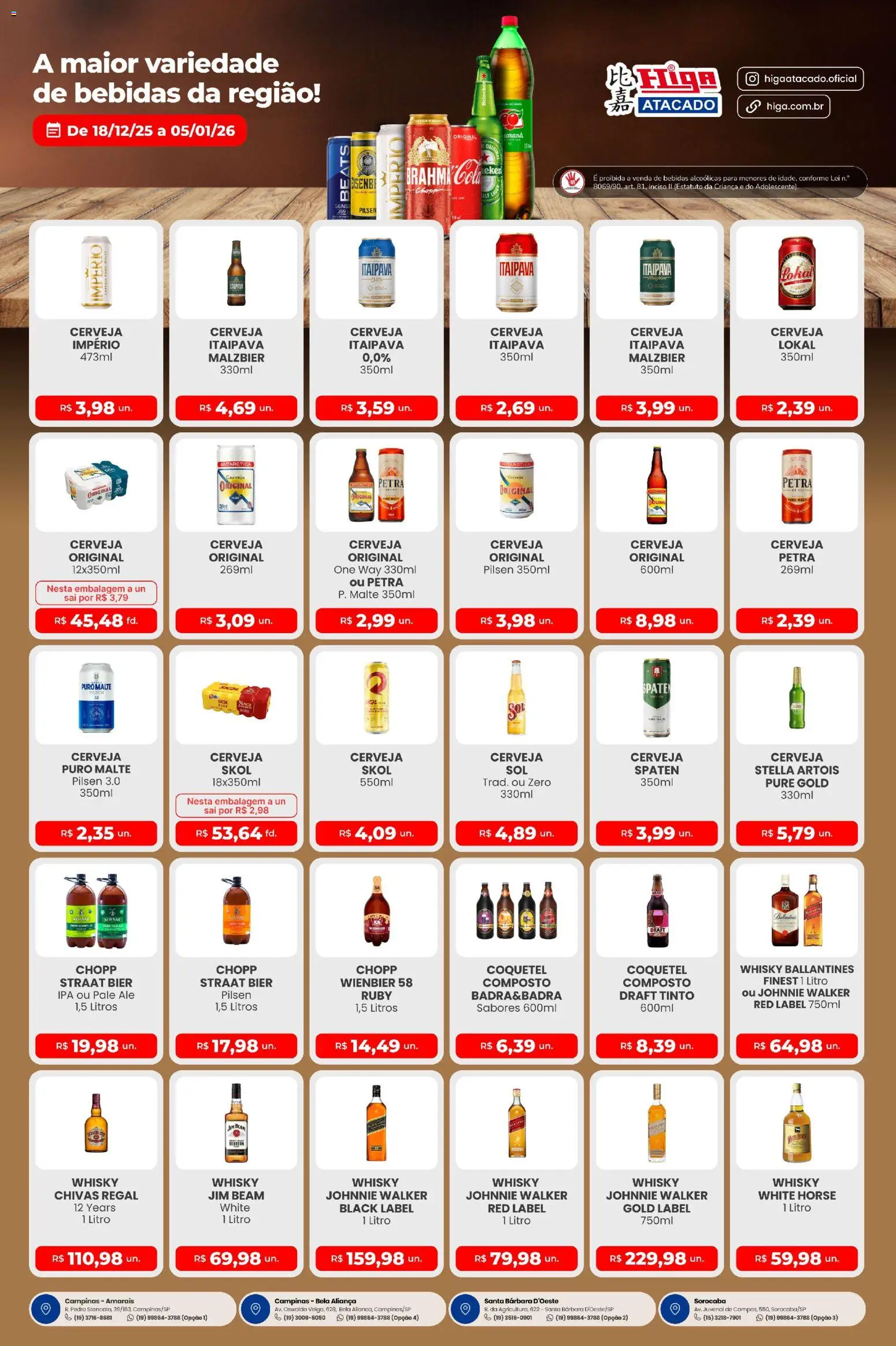 Higa Atacado Folheto - válido de 18.12.2025 | Página: 2 | Produtos: Whisky, Aliança, Cerveja, Bala