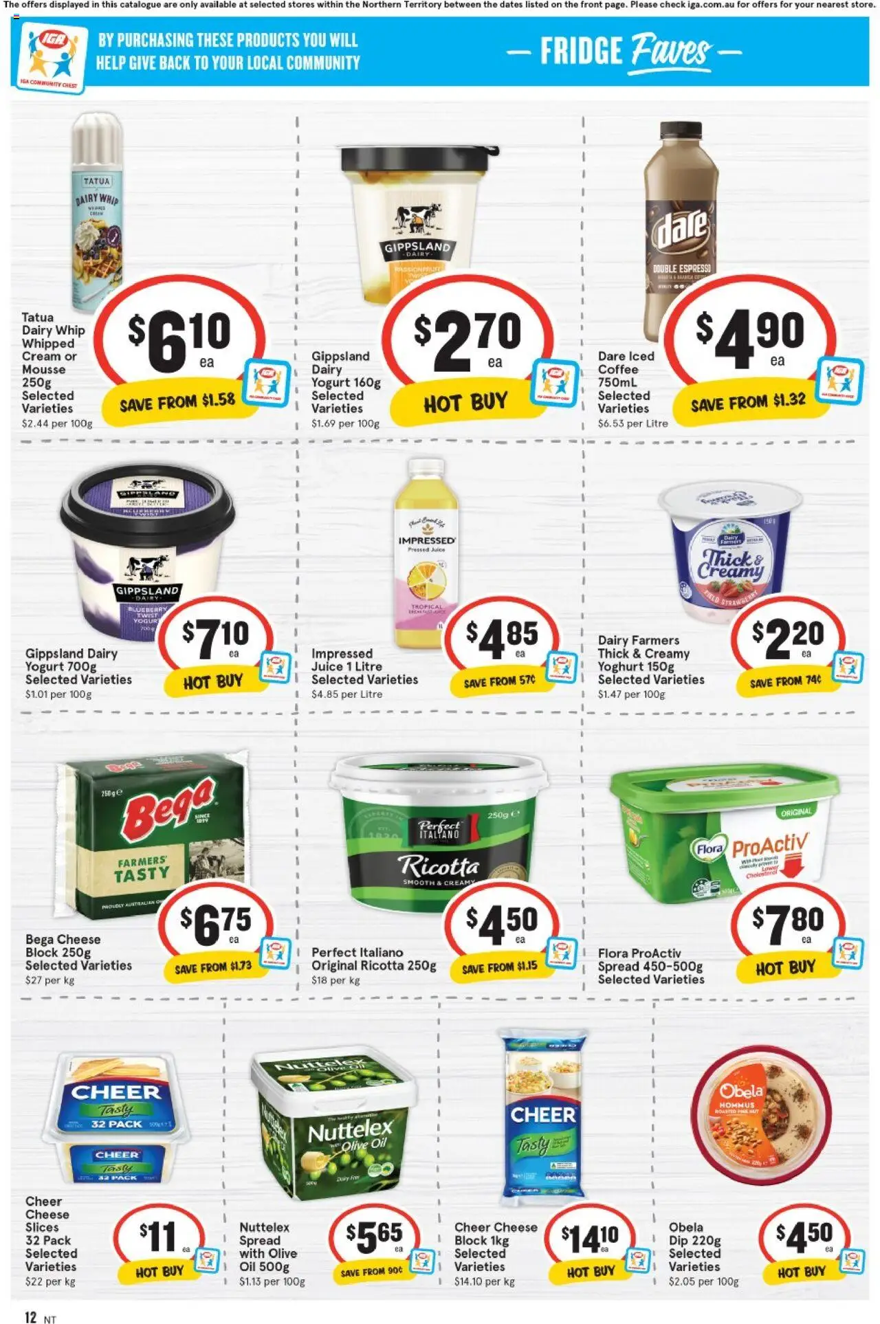 IGA catalogue - valid from 13.08.2025 | Page: 12 | Products: Dairy, Juice, Mousse, Fridge