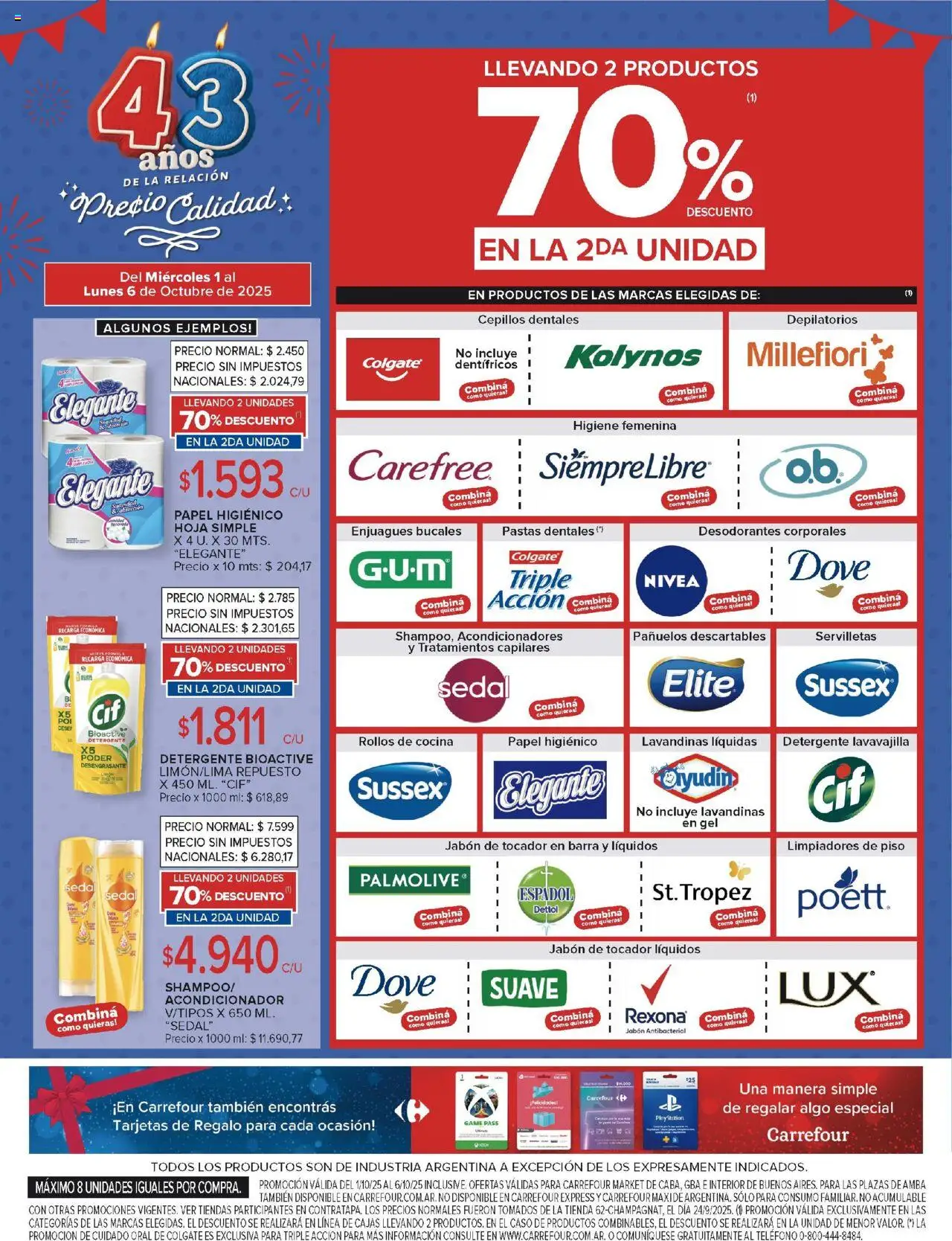 Carrefour ofertas │ válido desde el 01.10.2025 | Página: 42 | Productos: Caso, Cocina, Servilletas, Jabón